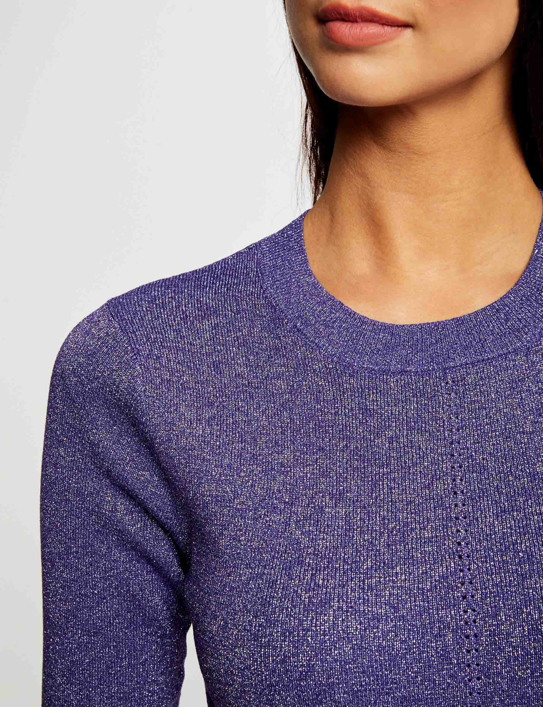 pull manches courtes fils metallises violet femme Pull manches courtes fils métallisés violet femme