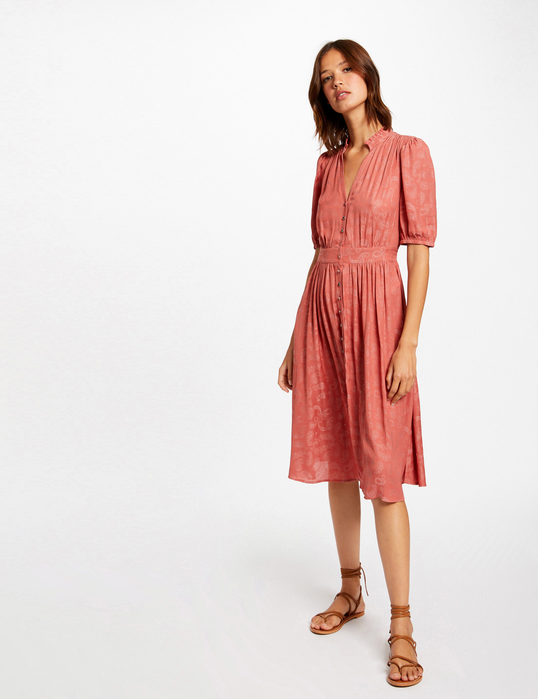 Robe droite imprimé cachemire rouille femme Robe droite imprimé cachemire rouille femme