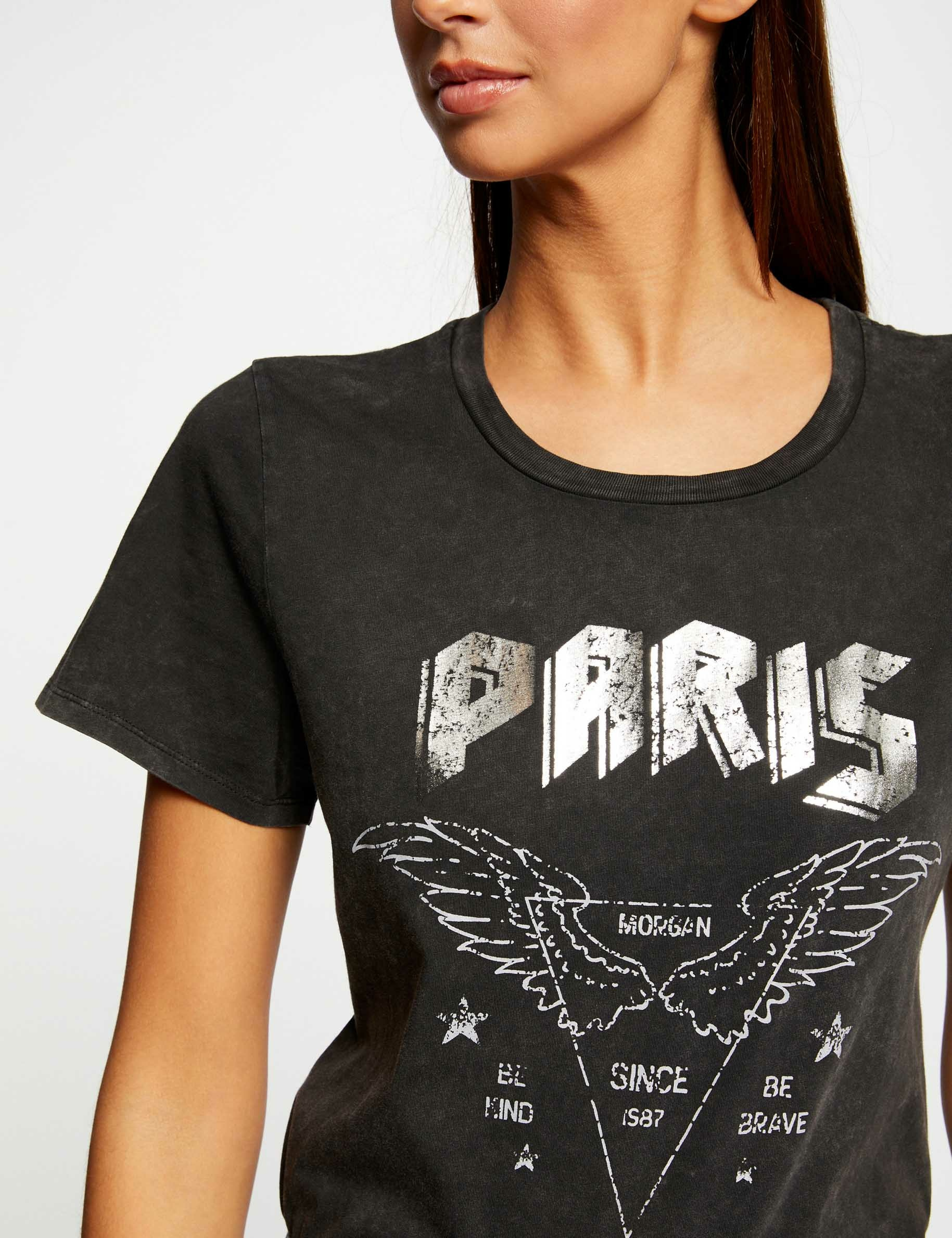 T-shirt manches courtes gris moyen femme T-shirt manches courtes gris moyen femme