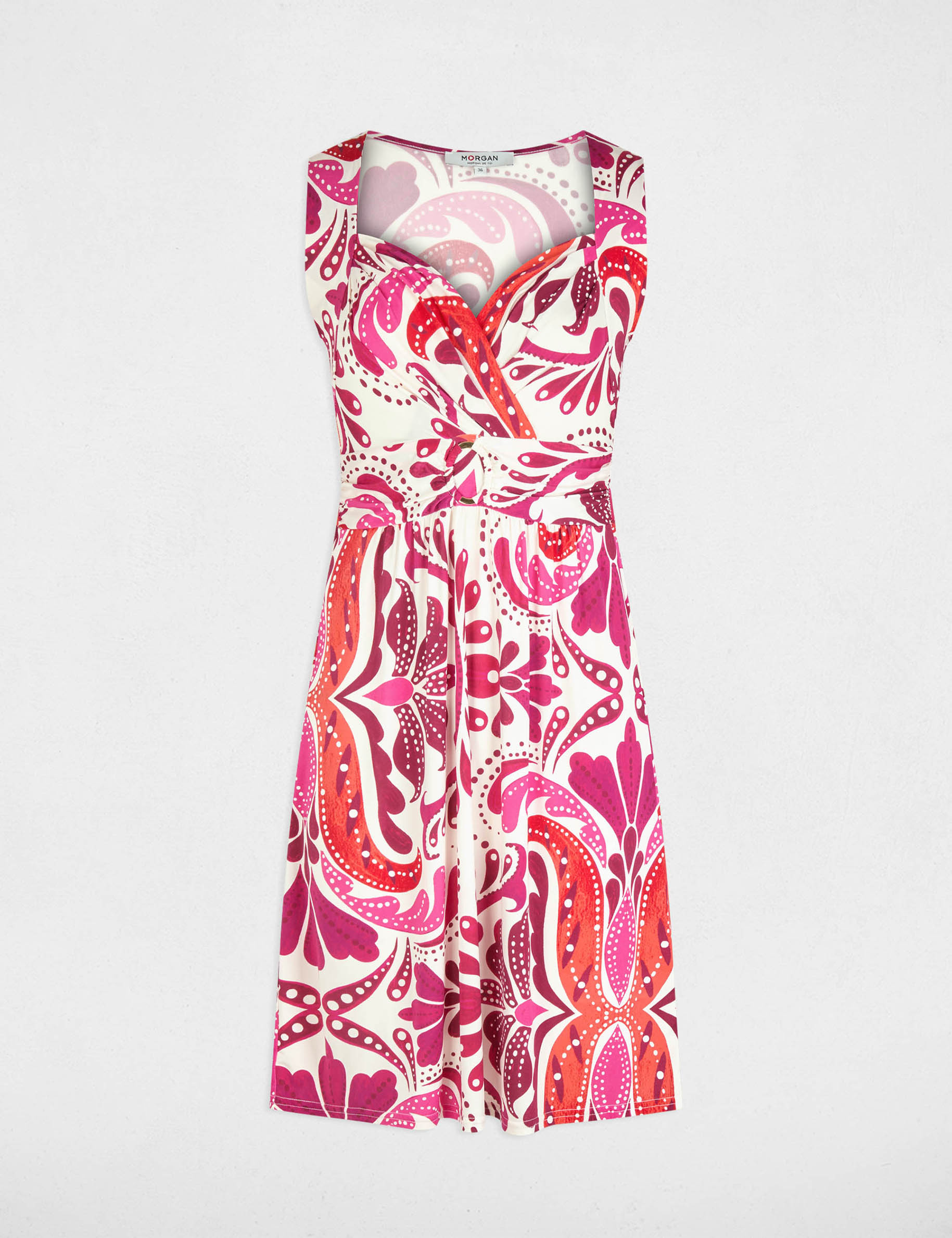 Robe courte col coeur multicolore femme