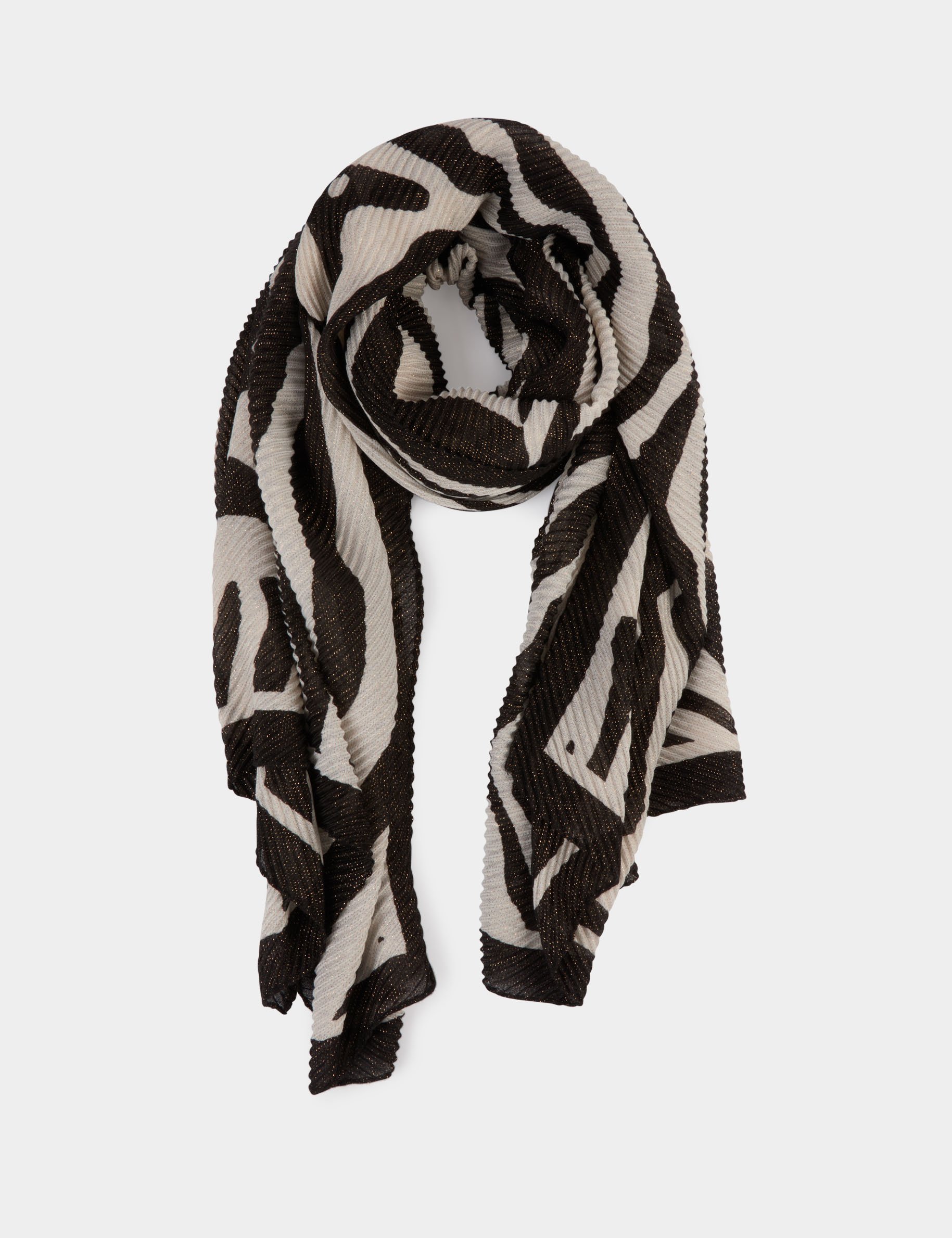 foulard plisse imprime ivoire femme Foulard plissé imprimé ivoire femme