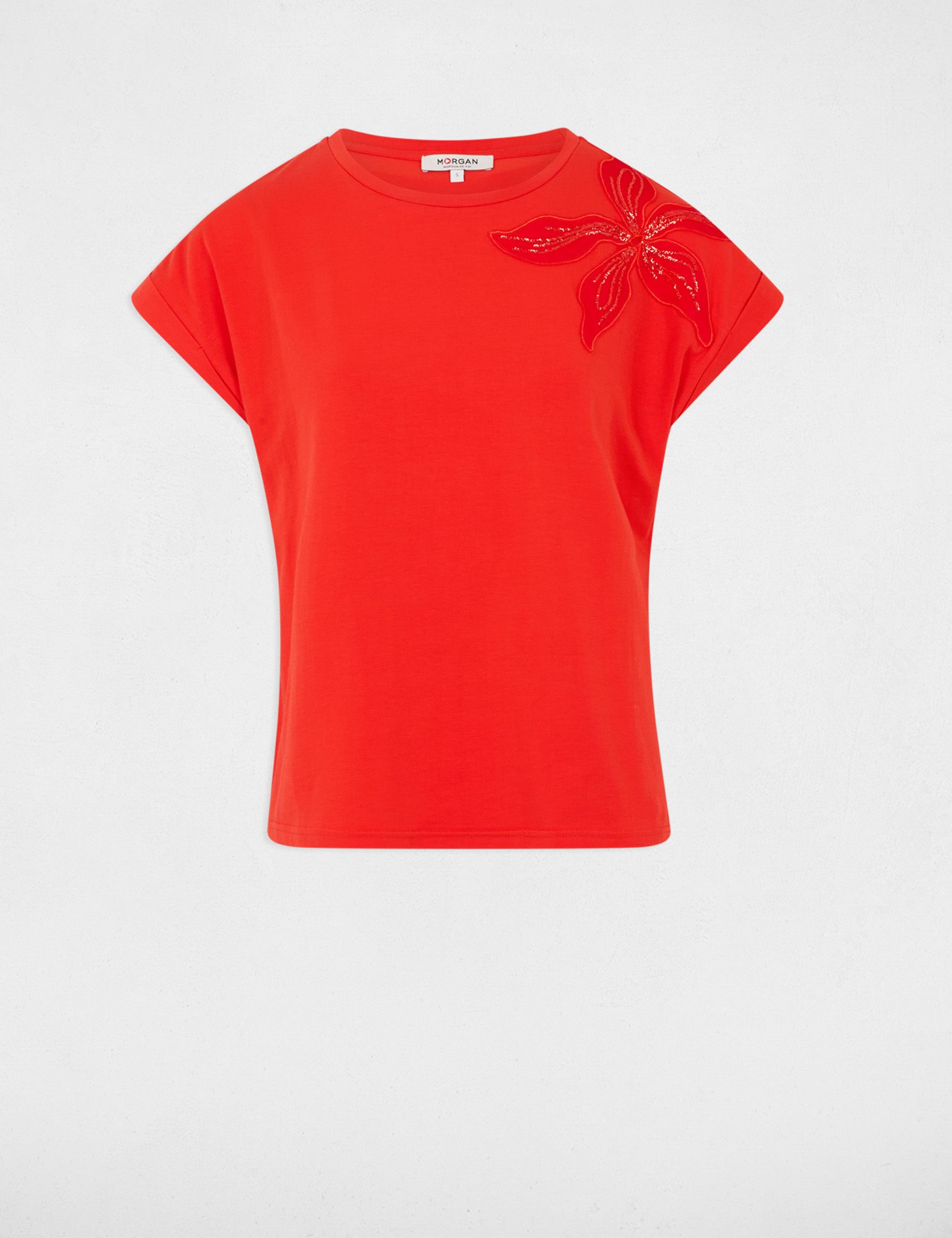 t shirt manches courtes orange femme T-shirt manches courtes orange femme