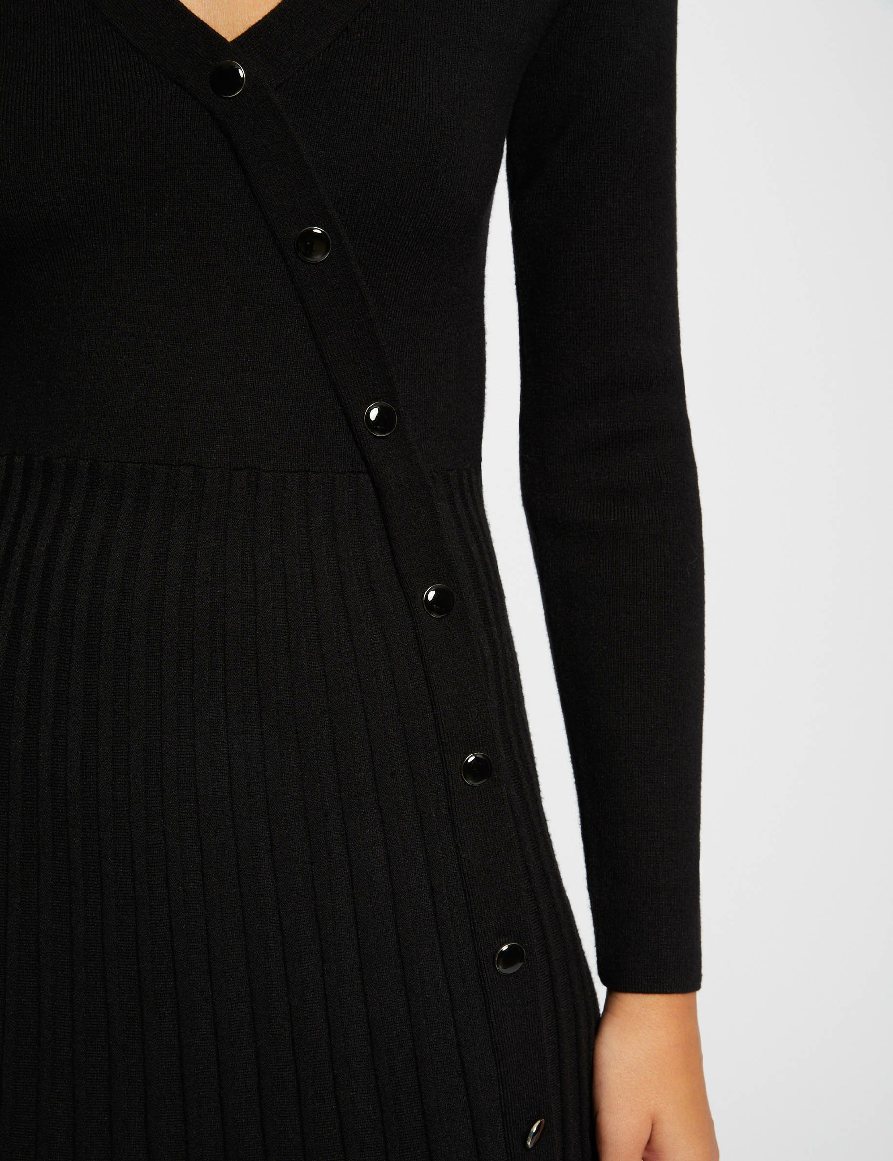 robe pull midi patineuse bas plisse noir femme Robe pull midi patineuse bas plissé noir femme