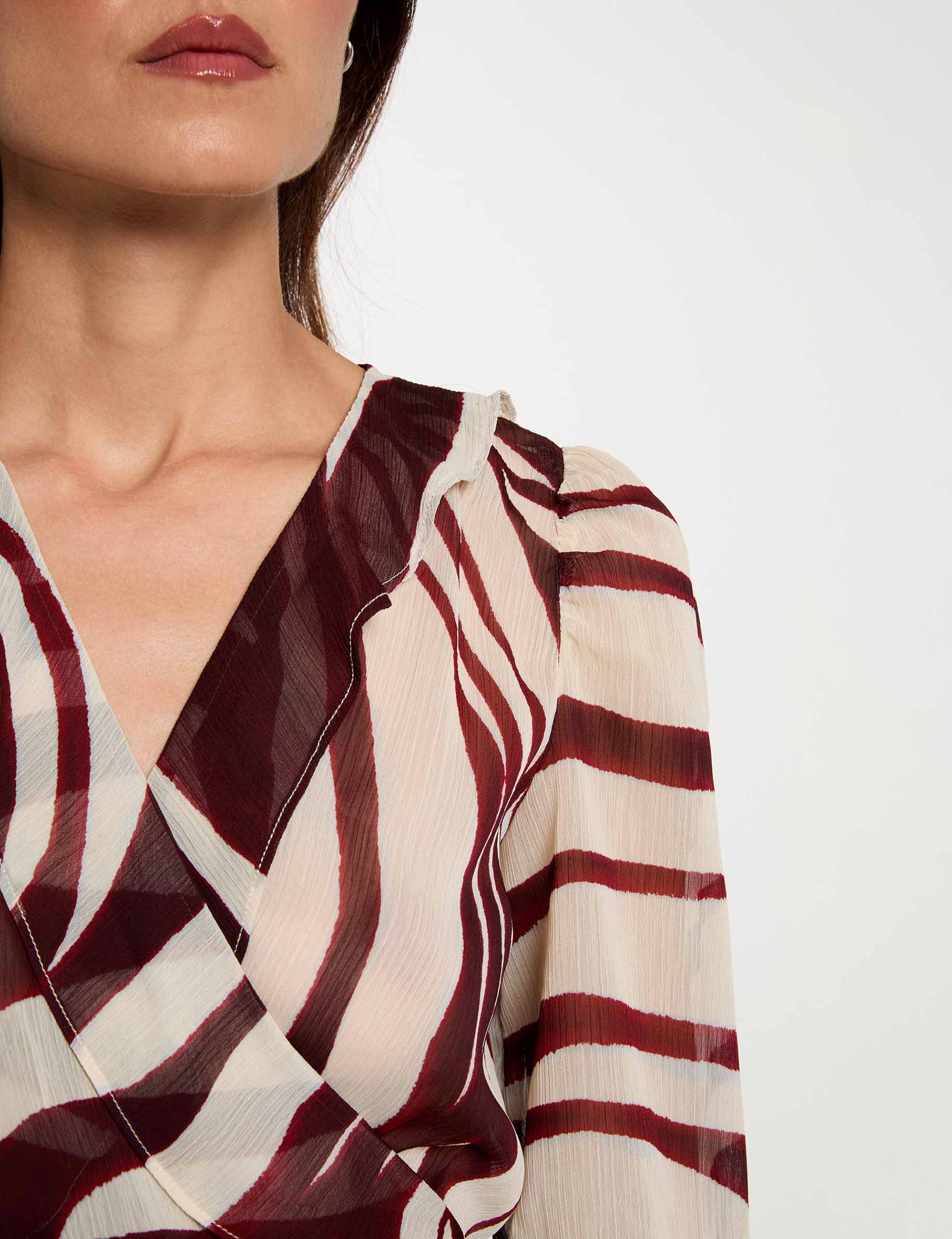 Robe courte col v multicolore femme