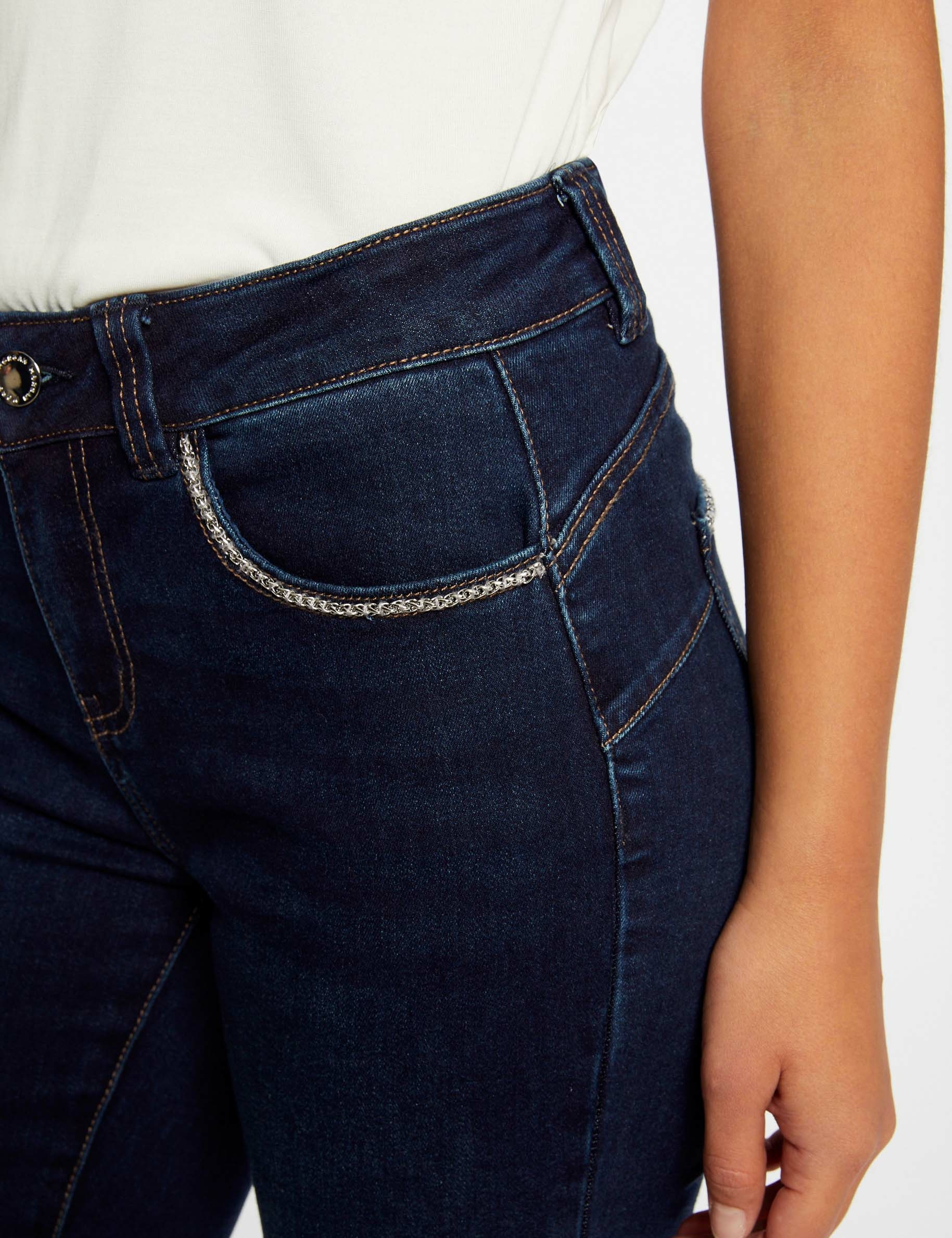 jeans slim avec details chaines jean brut femme Jeans slim avec détails chaînes jean brut femme