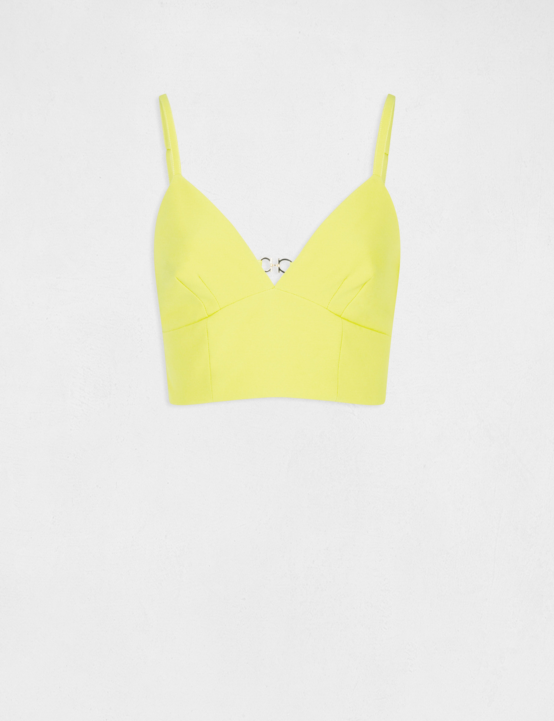 Bustier crop top à ornement dos jaune femme