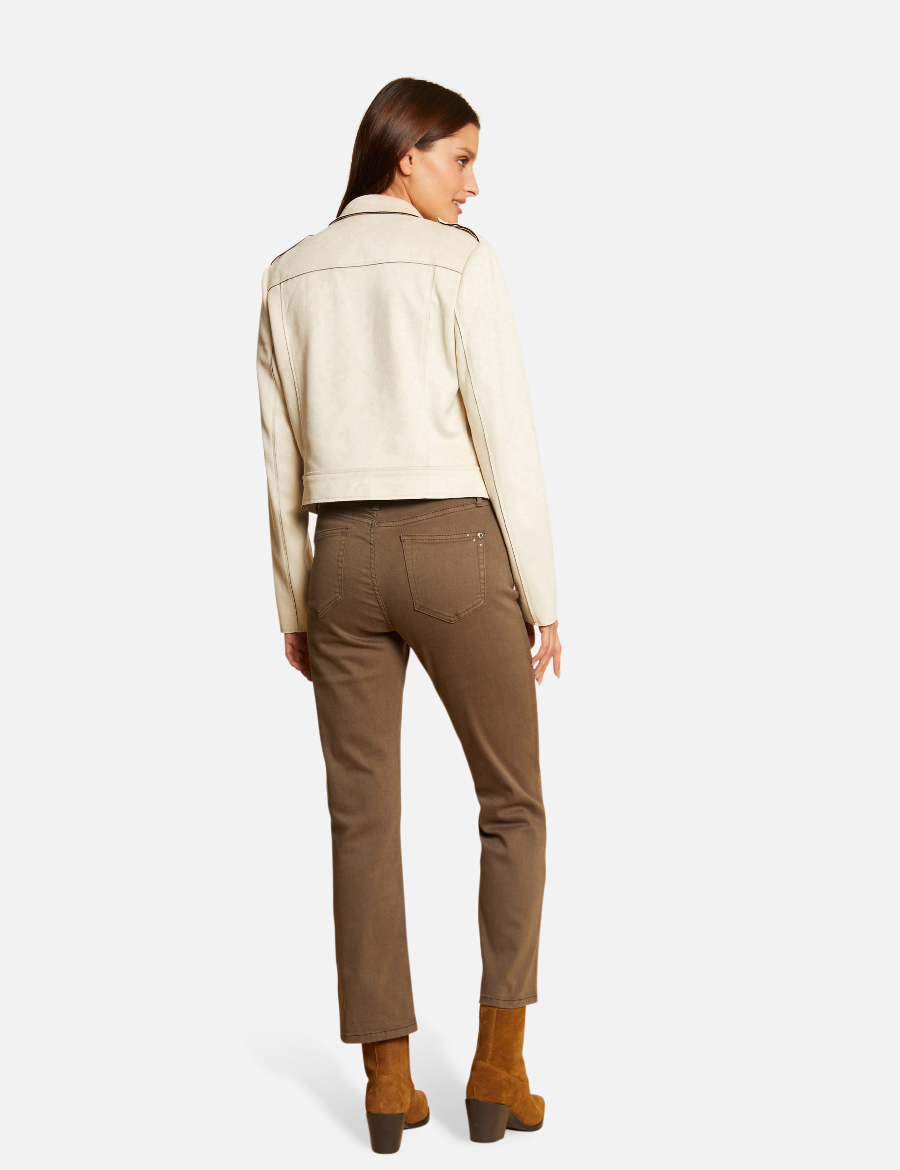 Pantalon droit taille haute 7/8ème vert kaki femme