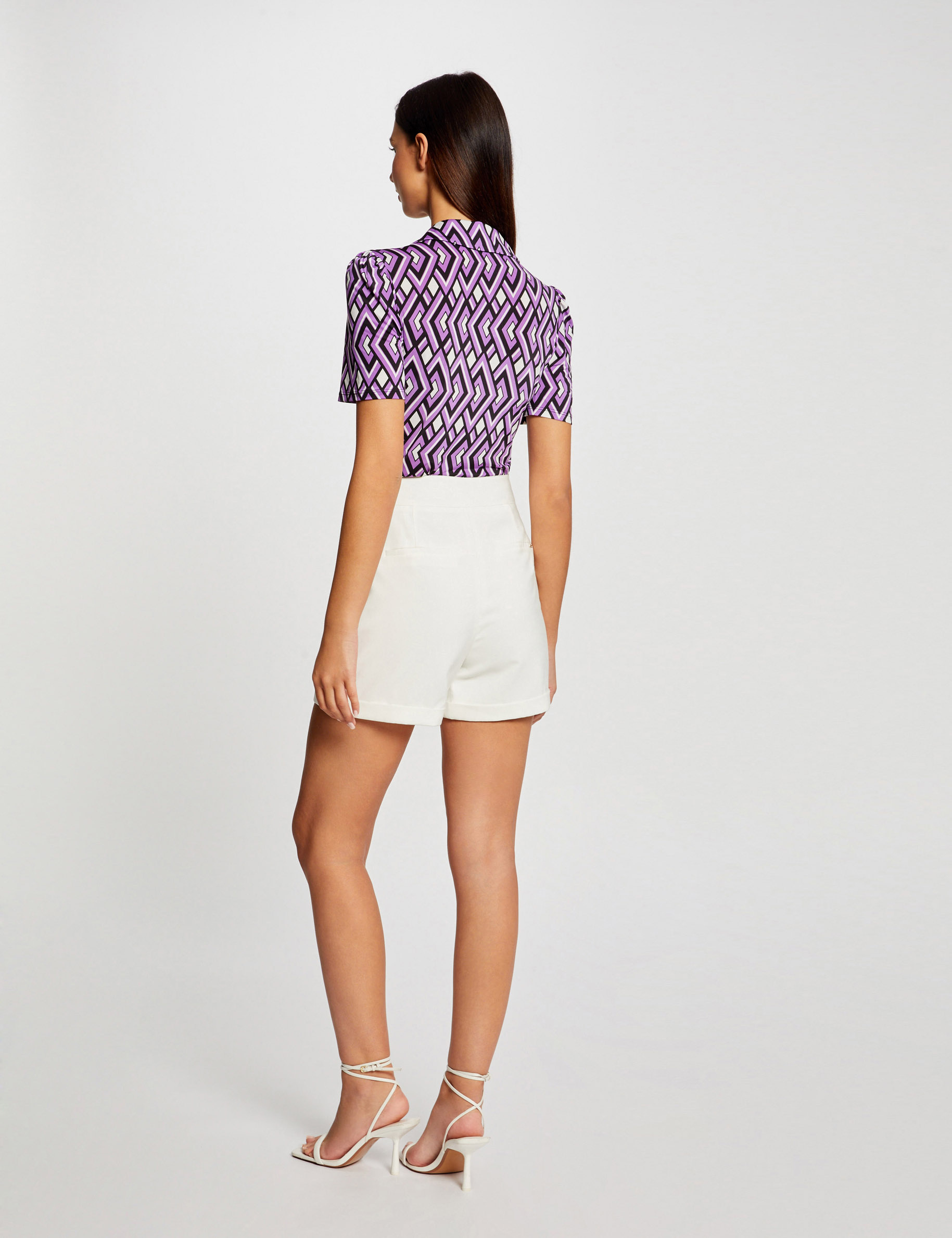 T-shirt manches courtes col polo imprimé multico femme T-shirt manches courtes col polo imprimé multico femme