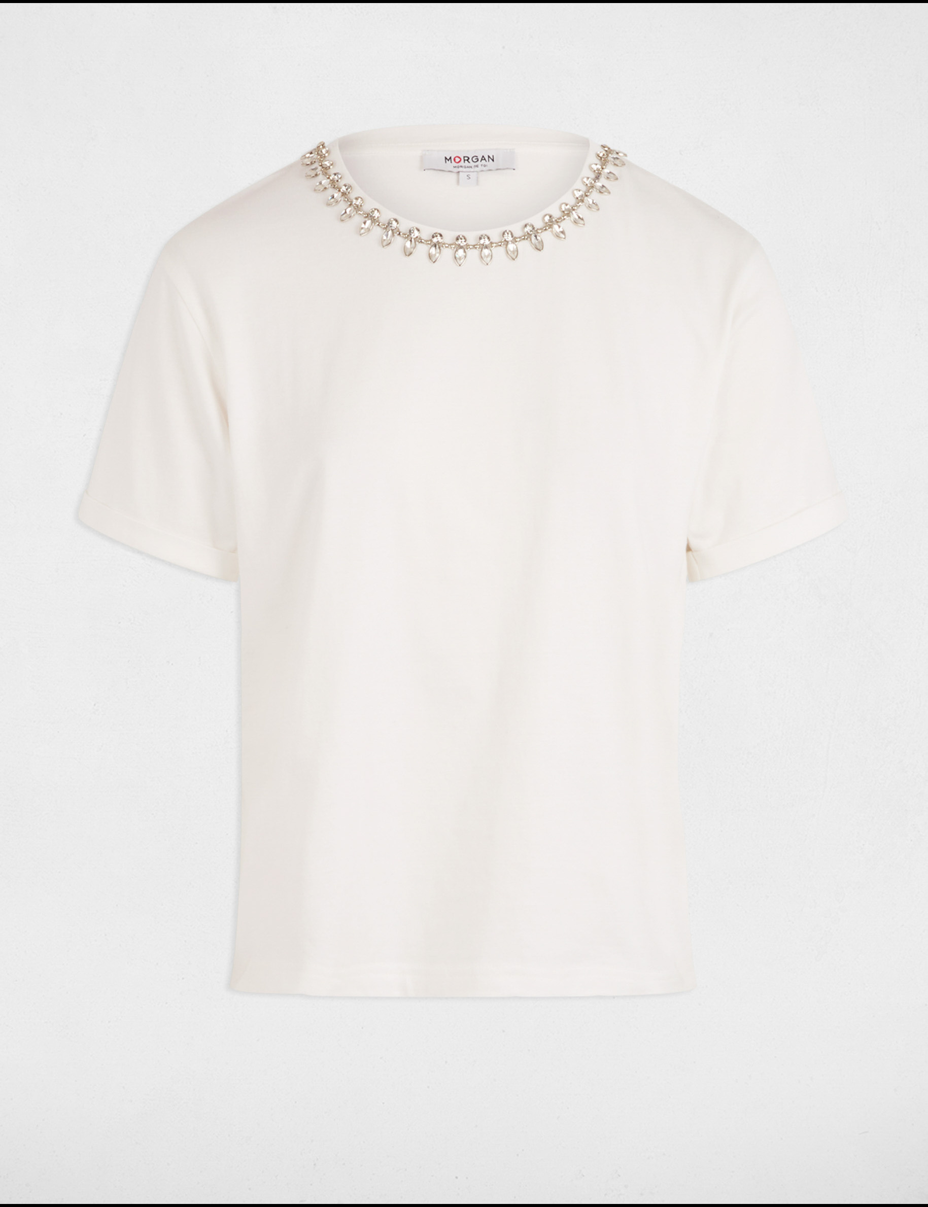 t shirt manches courtes bijoux blanc femme T-shirt manches courtes bijoux blanc femme