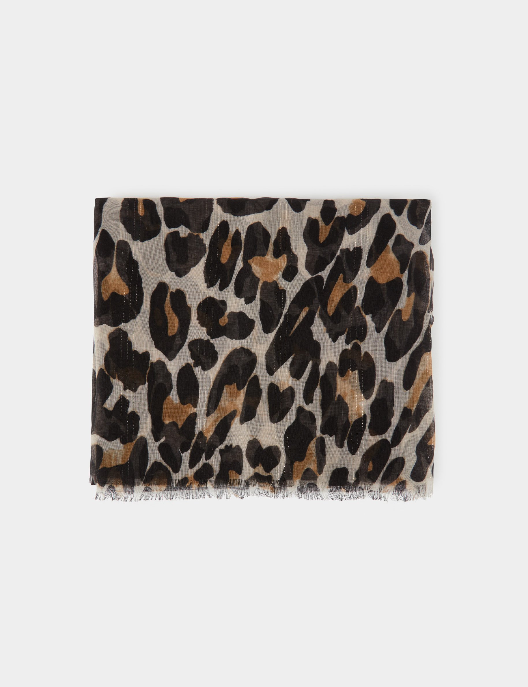 foulard imprime animalier marron femme Foulard imprimé animalier marron femme