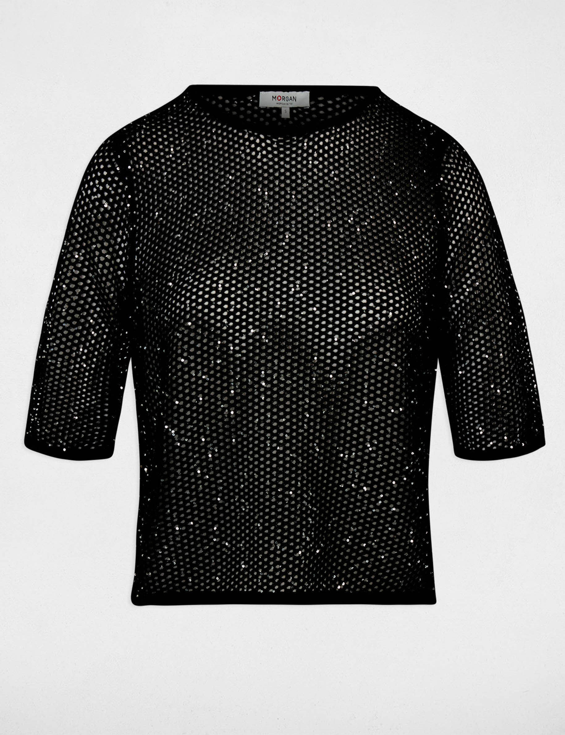 T-shirt maille filet noir femme