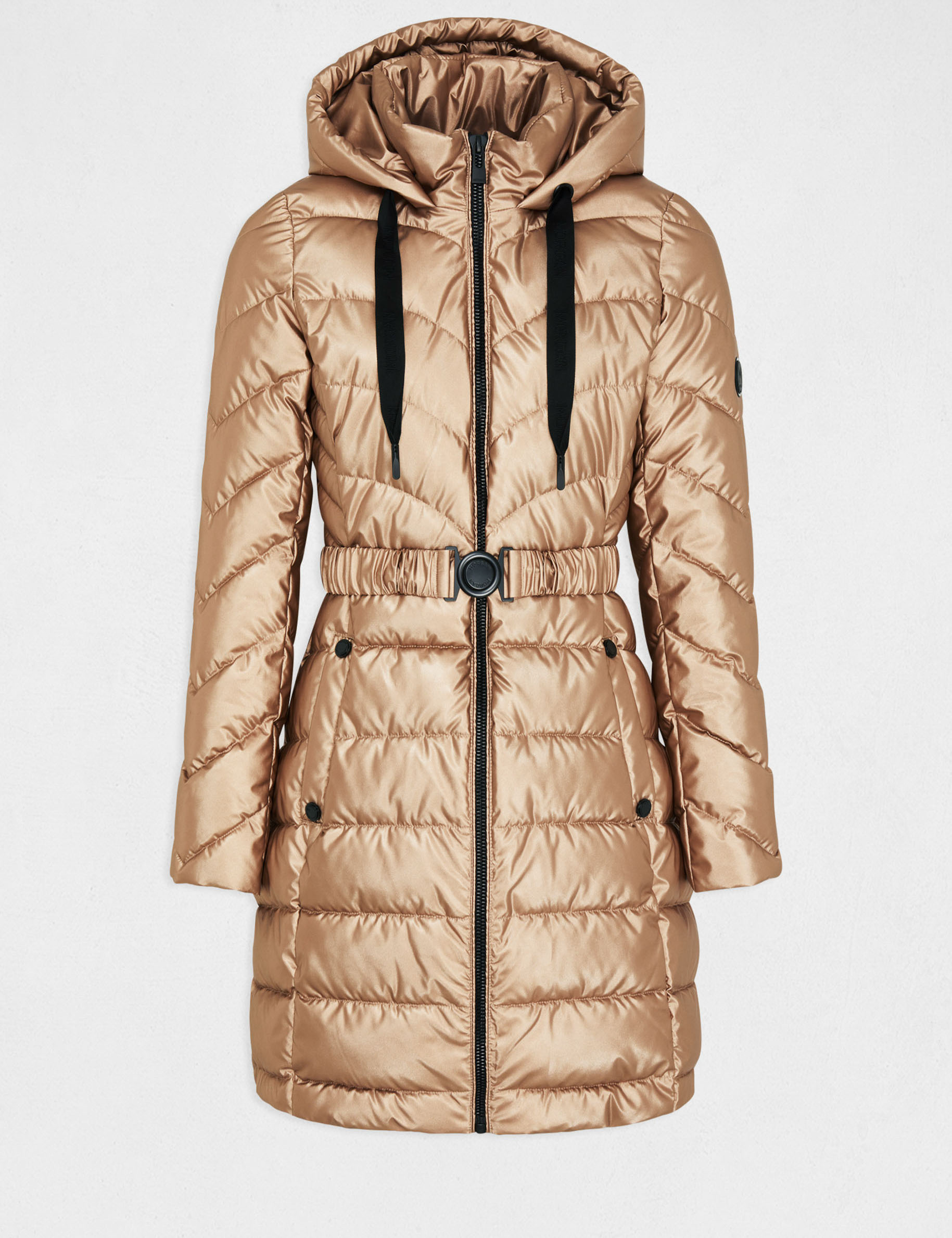 doudoune cintree metallisee a capuche rose pale femme Doudoune cintrée métallisée à capuche rose pale femme