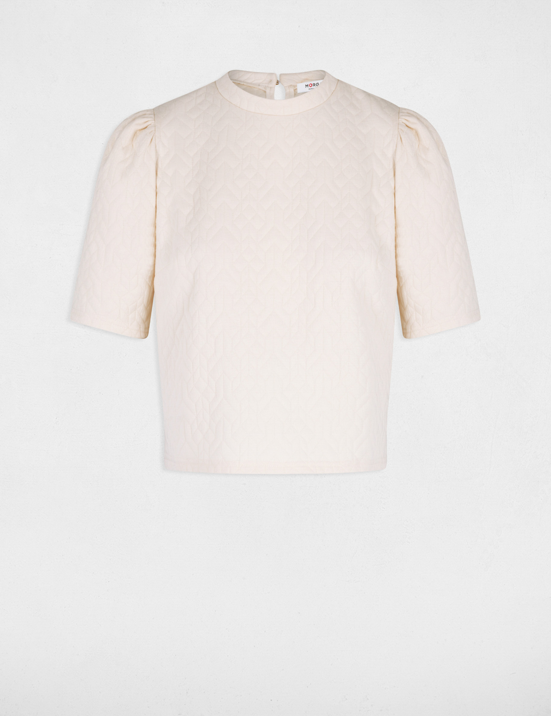 Sweat manches courtes matelassé ecru moyen femme Sweat manches courtes matelassé ecru moyen femme