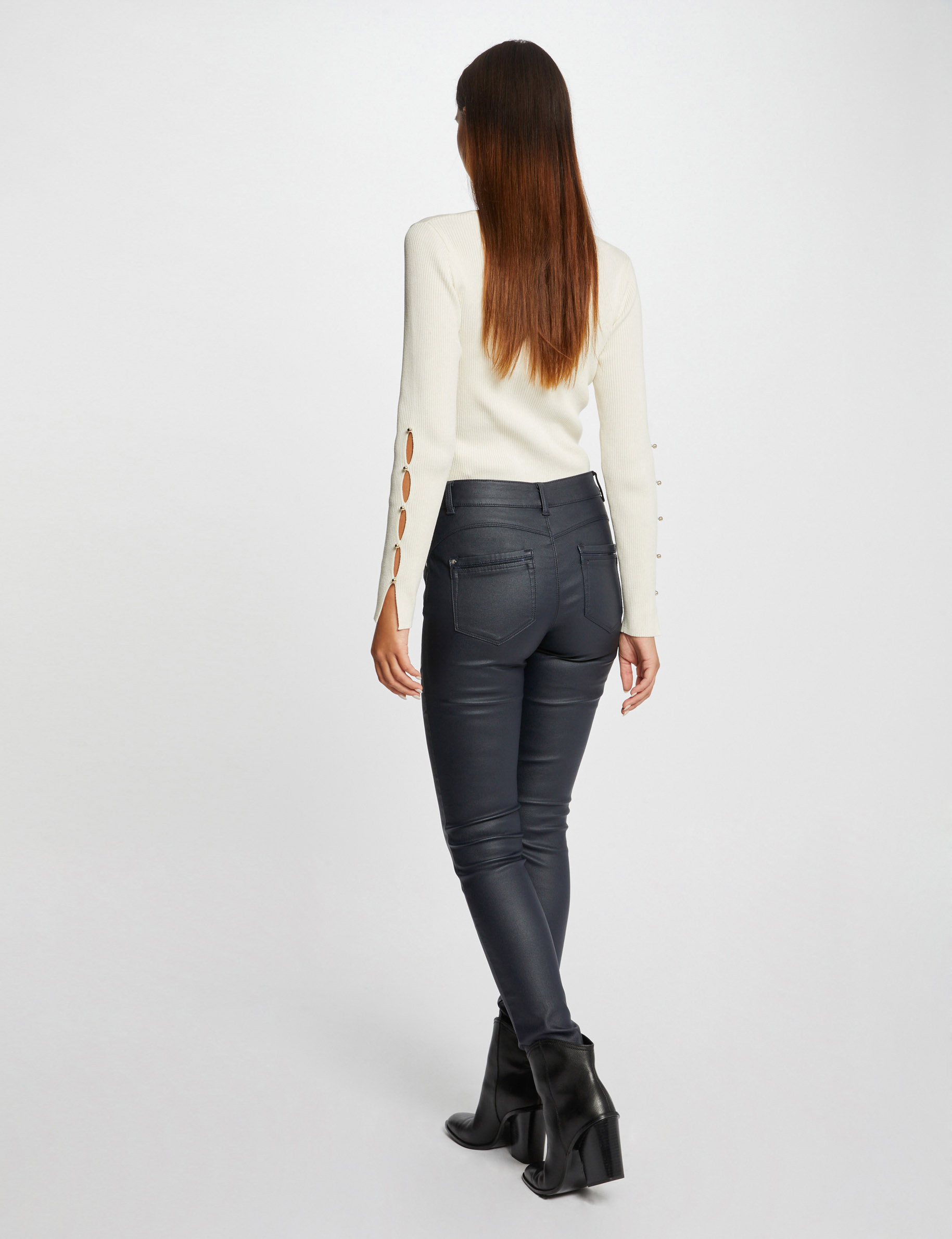 Jean slim hotsell enduit gris femme