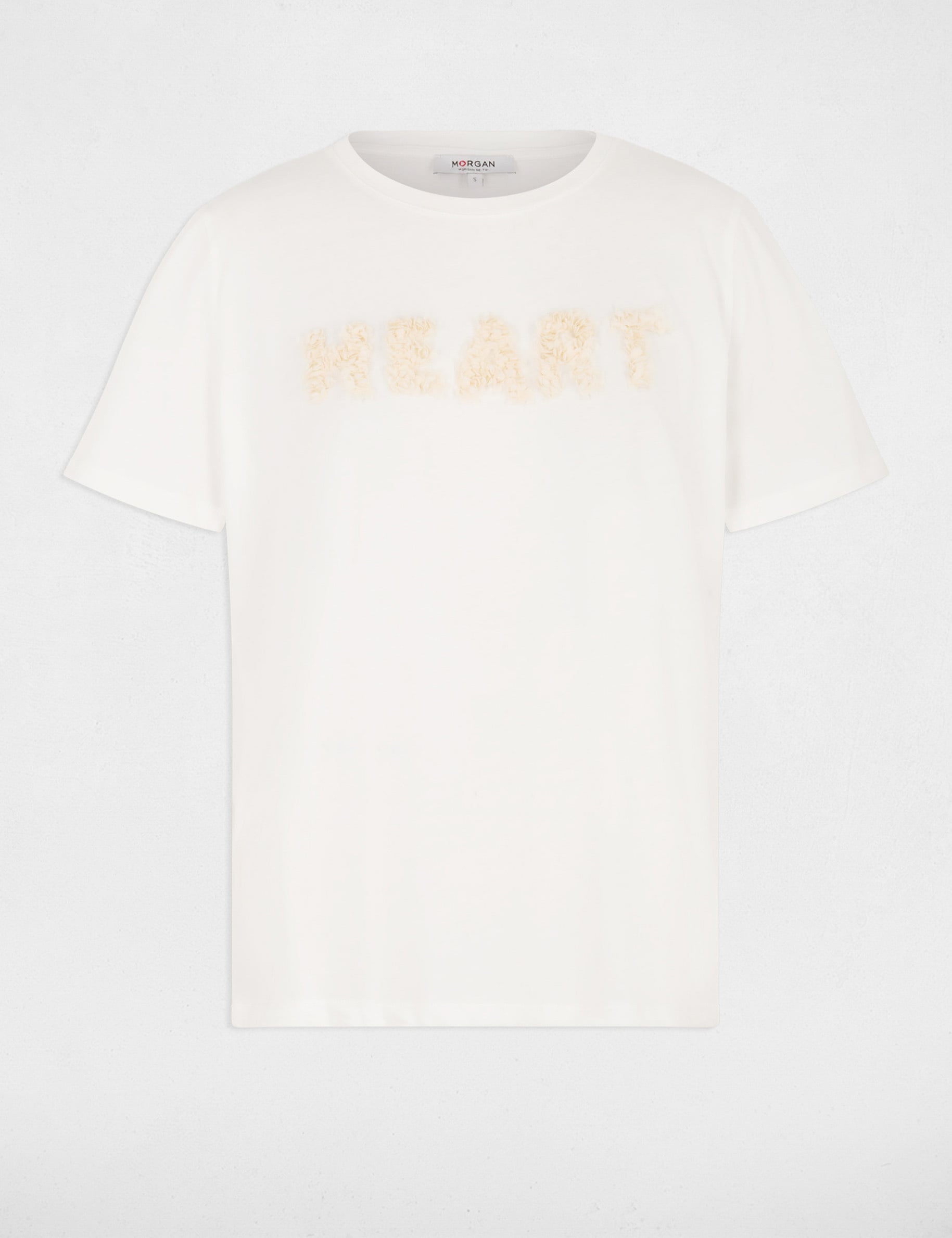 T-shirt broderie en relief blanc femme