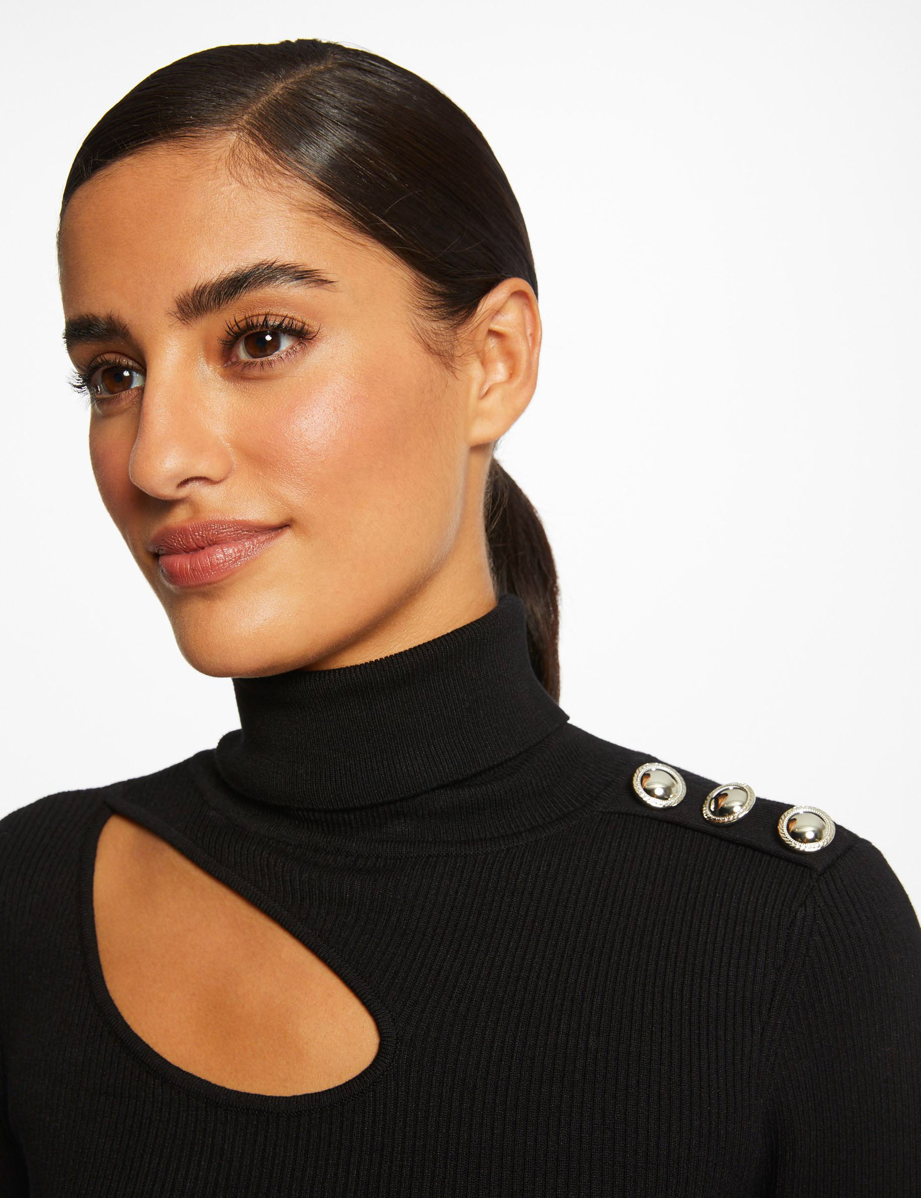 Robe pull longue ajustée fendue noir femme Robe pull longue ajustée fendue noir femme