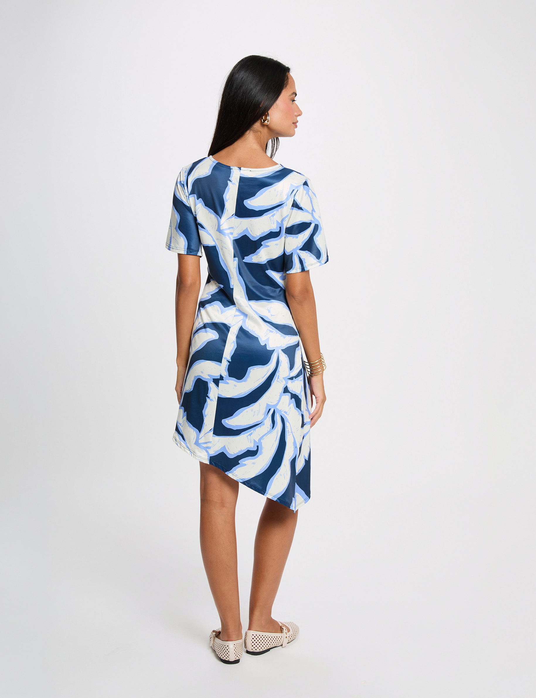 Robe asym&eacute;trique imprim&eacute;e multicolore femme
