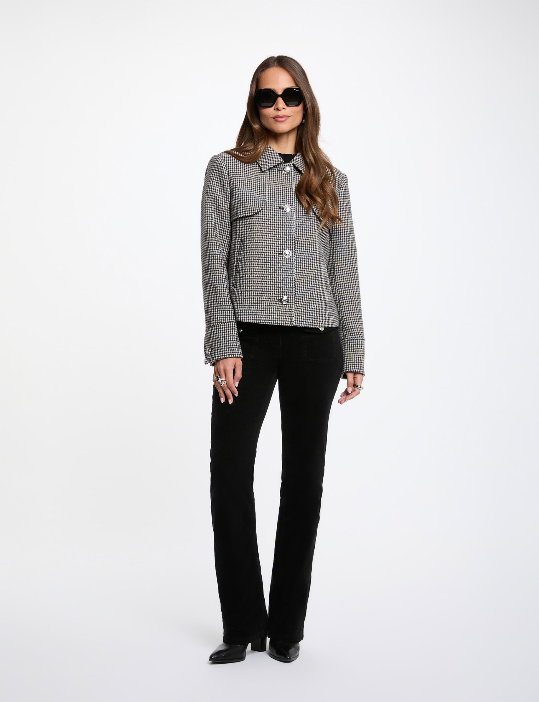 Veste courte col tailleur multicolore femme