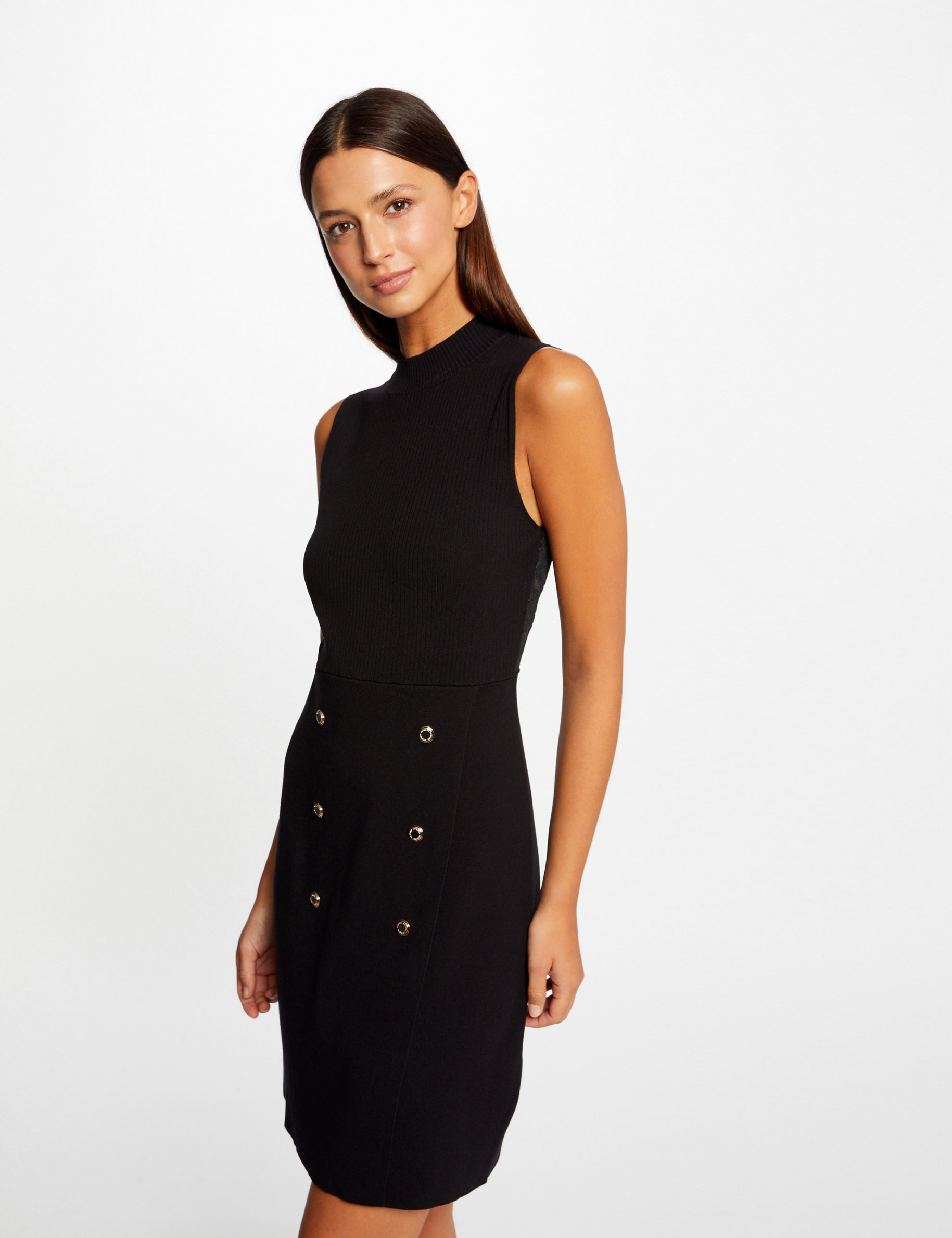 robe pull cintree dos dentelle noir femme Robe pull cintrée dos dentelle noir femme