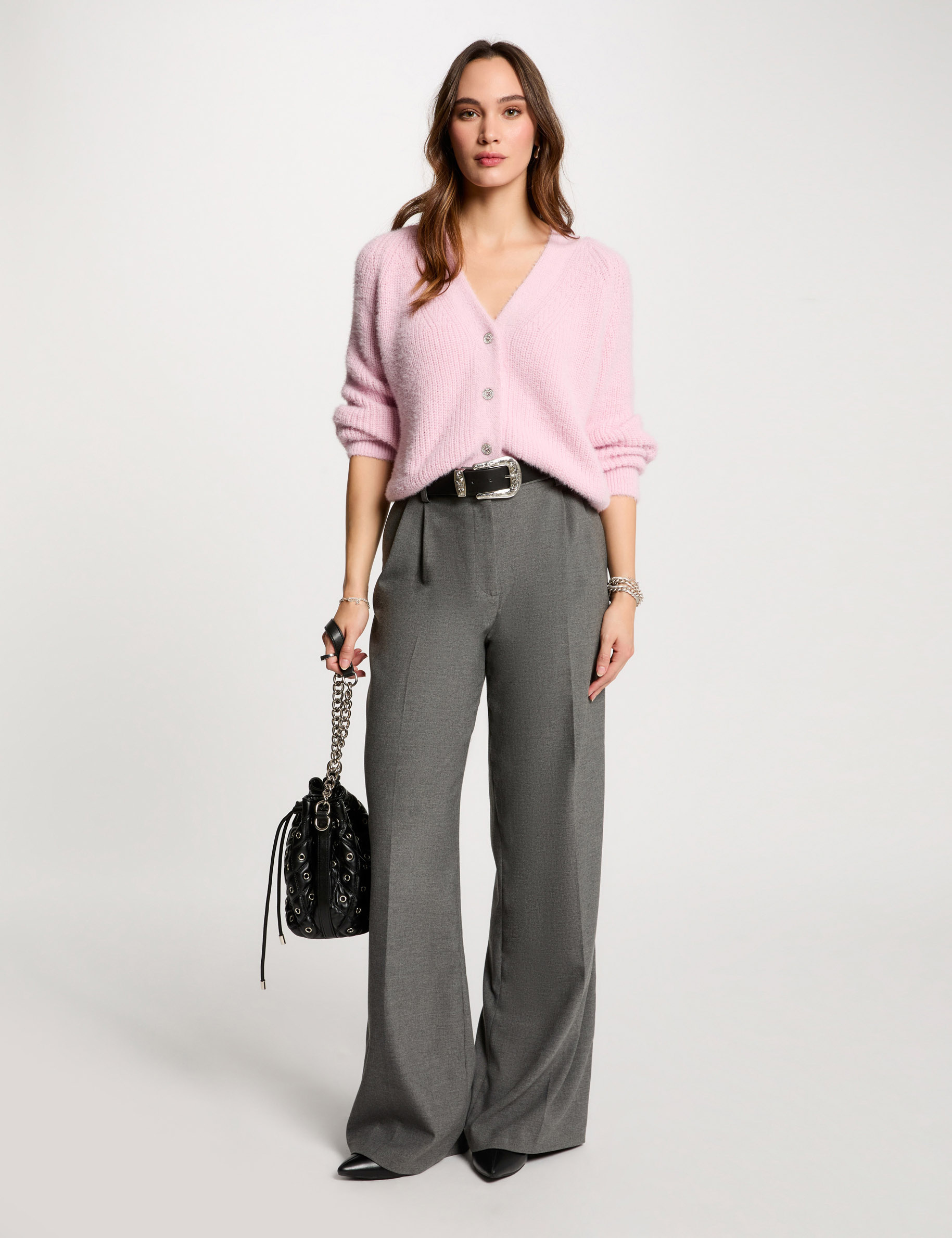 gilet manches longues rose pastel femme Gilet manches longues rose pastel femme