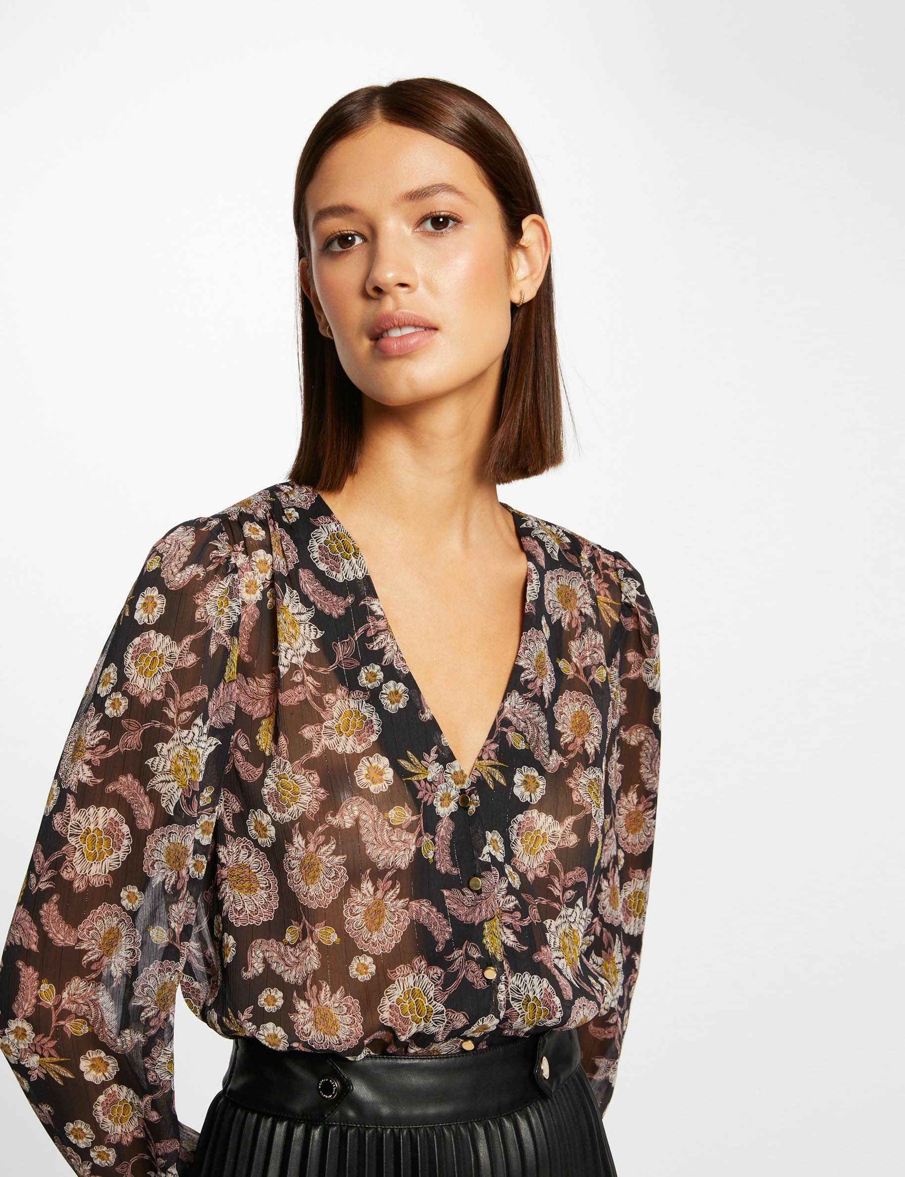 Chemise manches longues imprimé floral multico femme Chemise manches longues imprimé floral multico femme