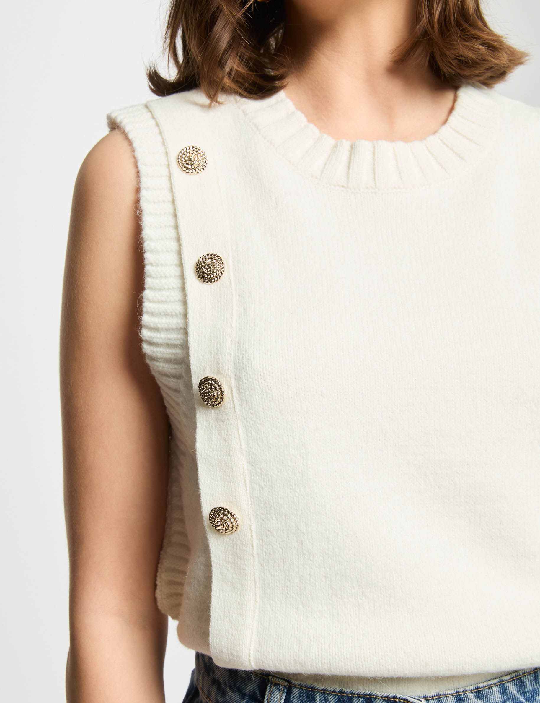 pull sans manches blanc femme Pull sans manches blanc femme