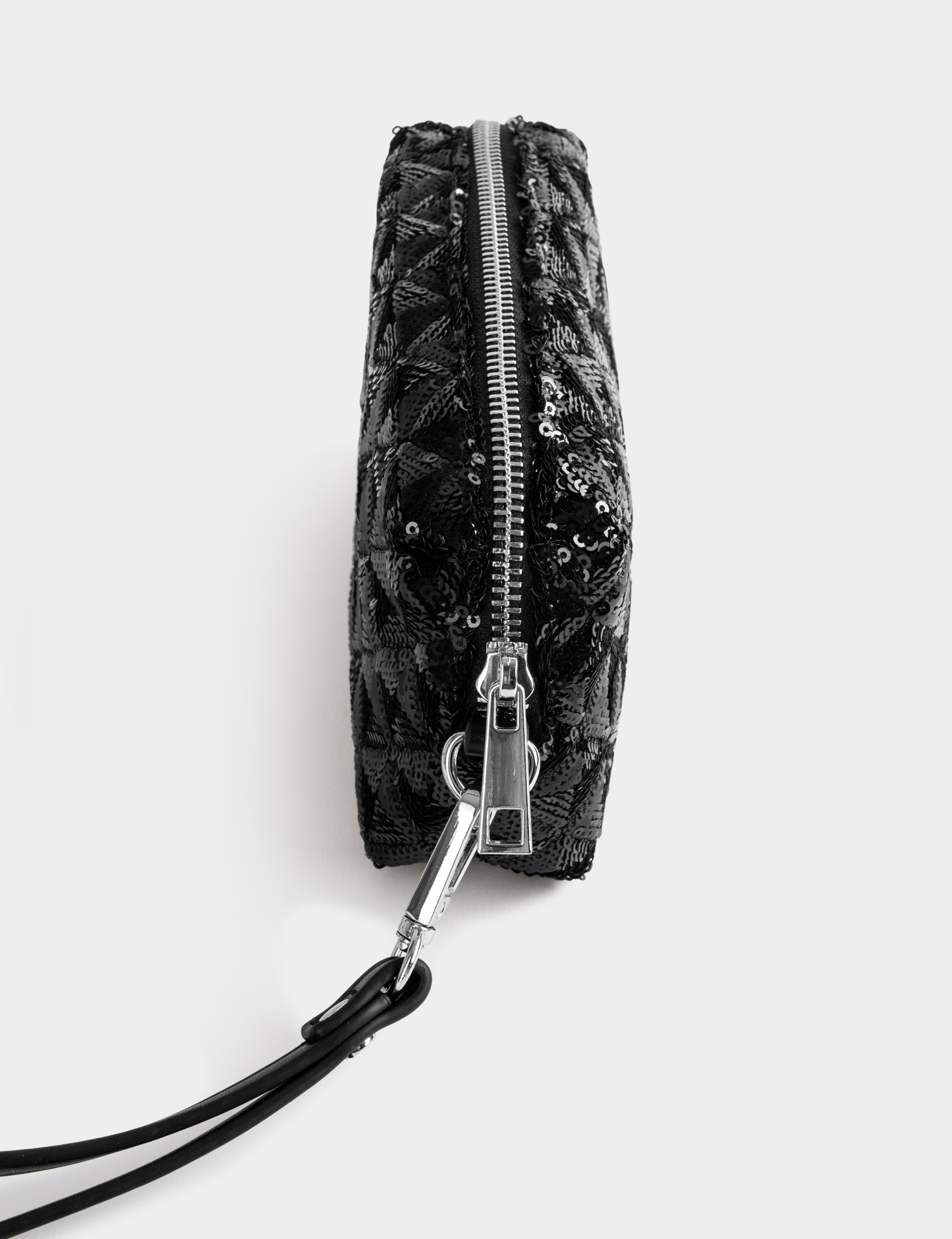 Trousse de maquillage à sequins noir femme