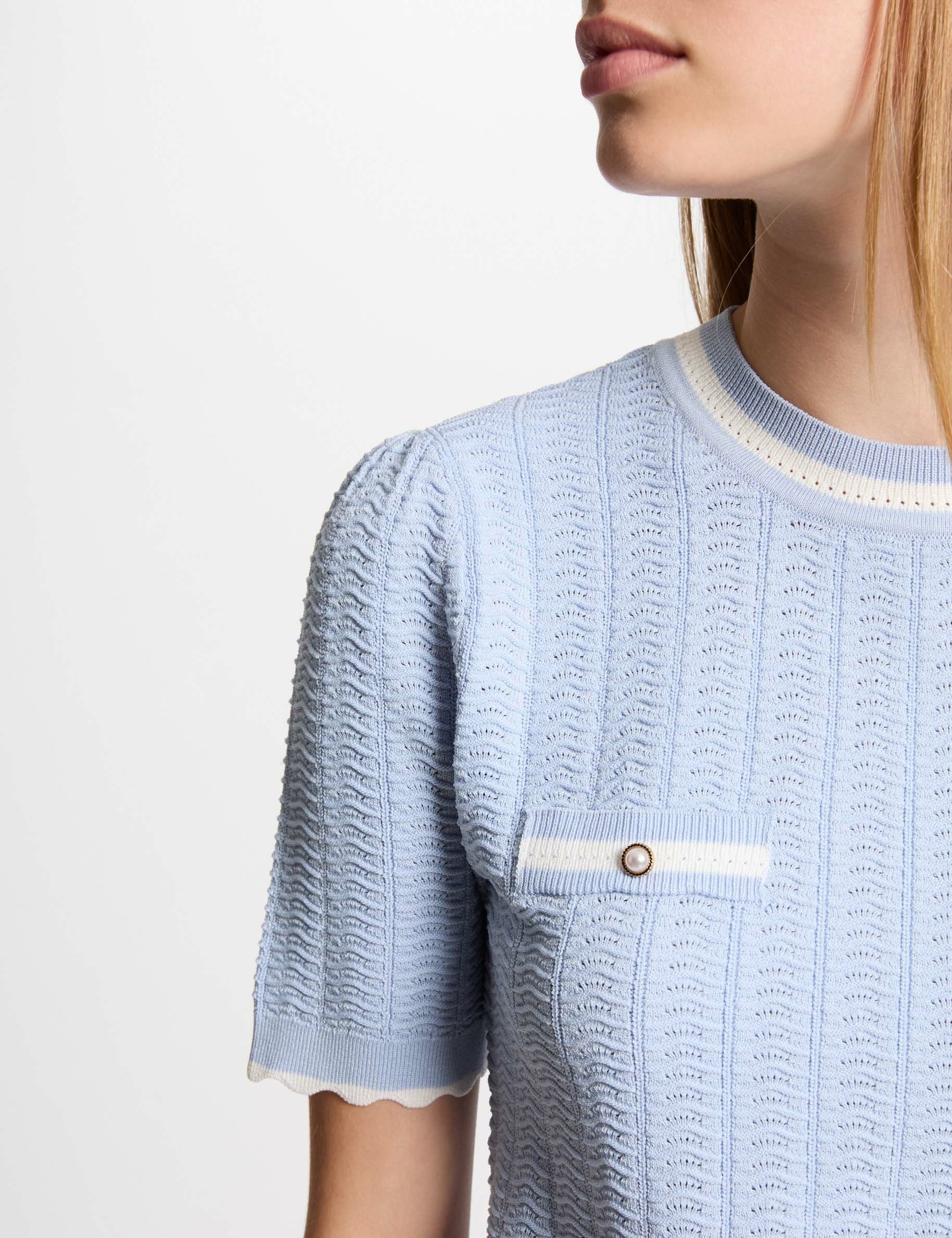 pull manches courtes bleu ciel femme Pull manches courtes bleu ciel femme