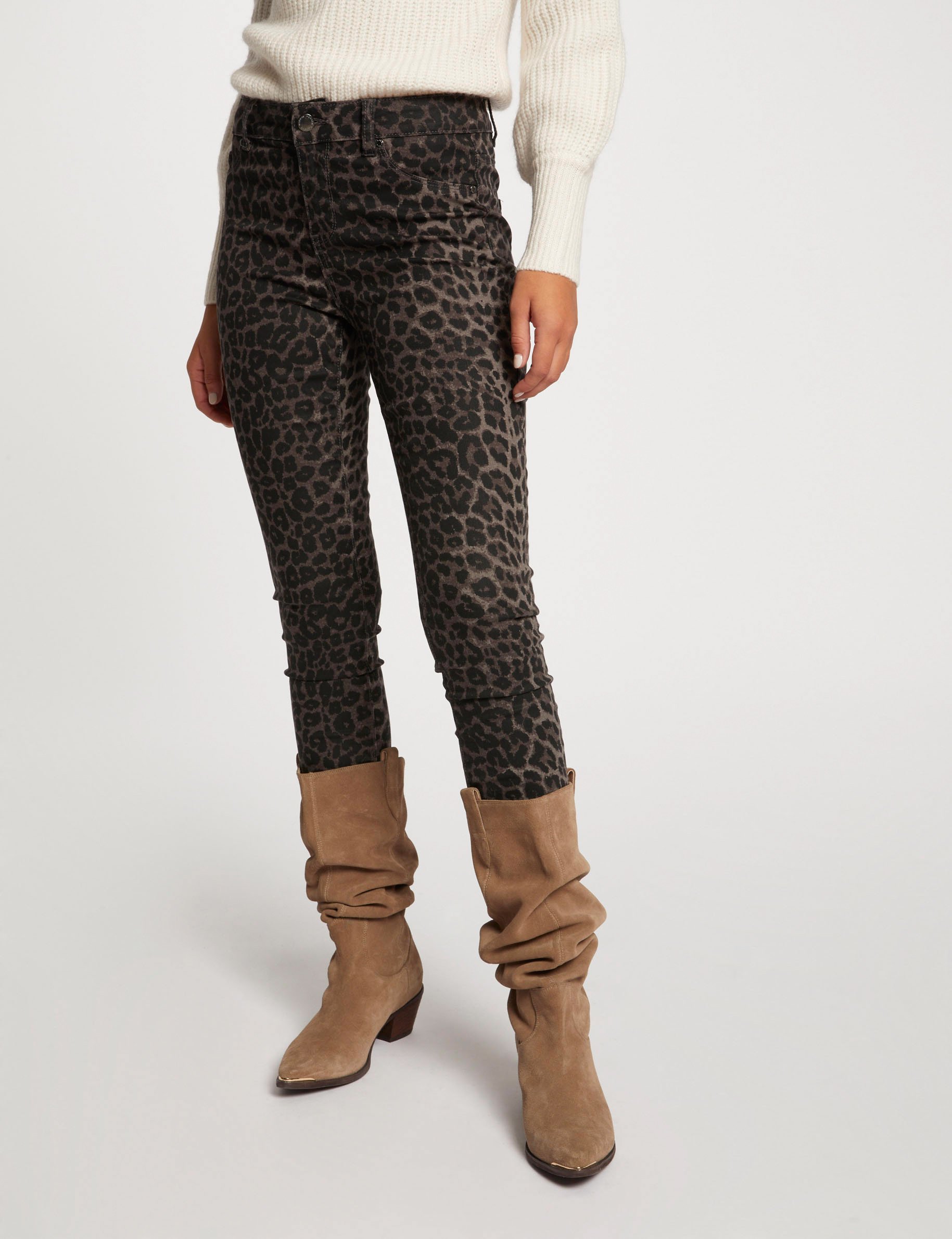 jeans skinny imprime leopard multico femme Jeans skinny imprimé léopard multico femme