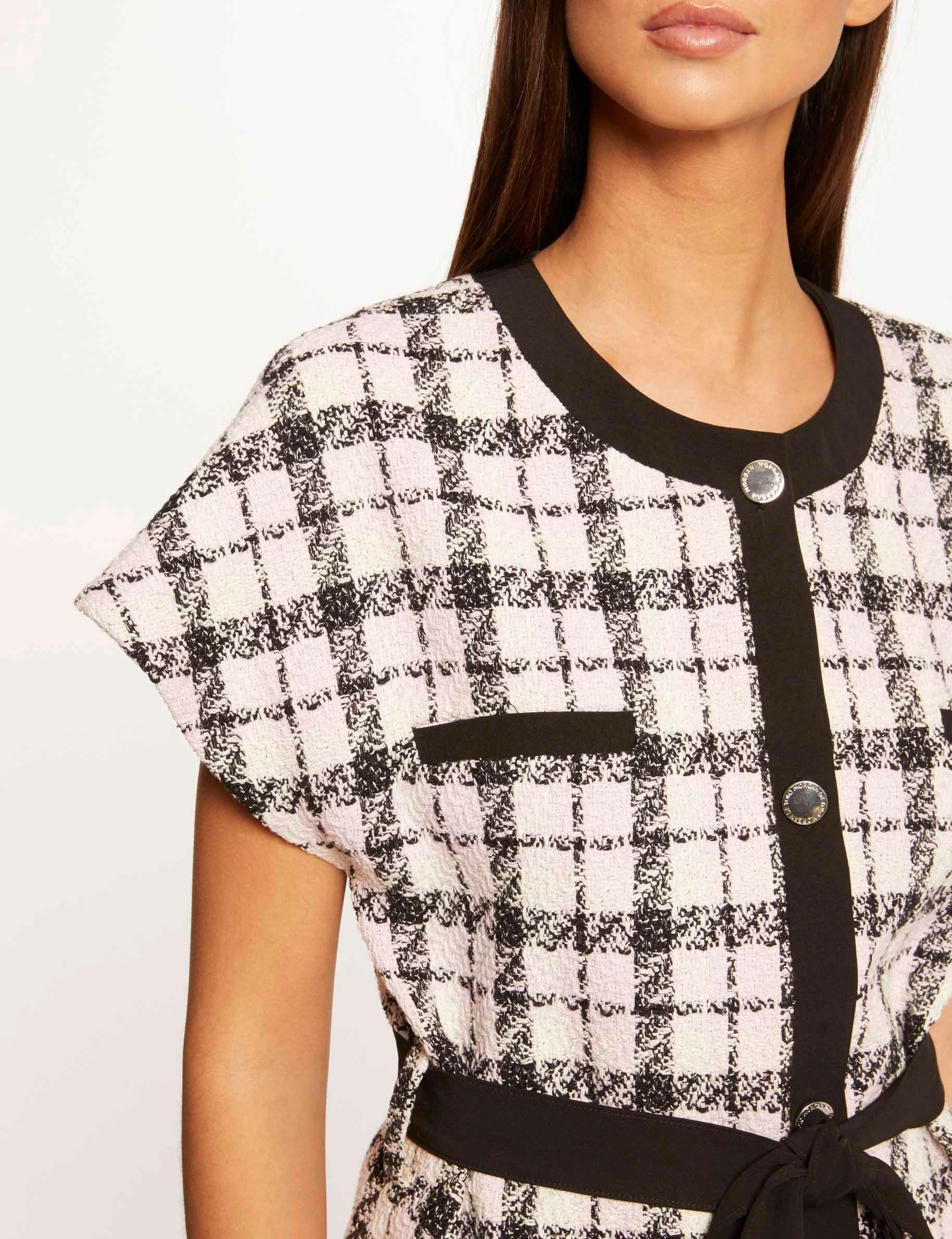 Veste droite ceinturée à carreaux multico femme Veste droite ceinturée à carreaux multico femme