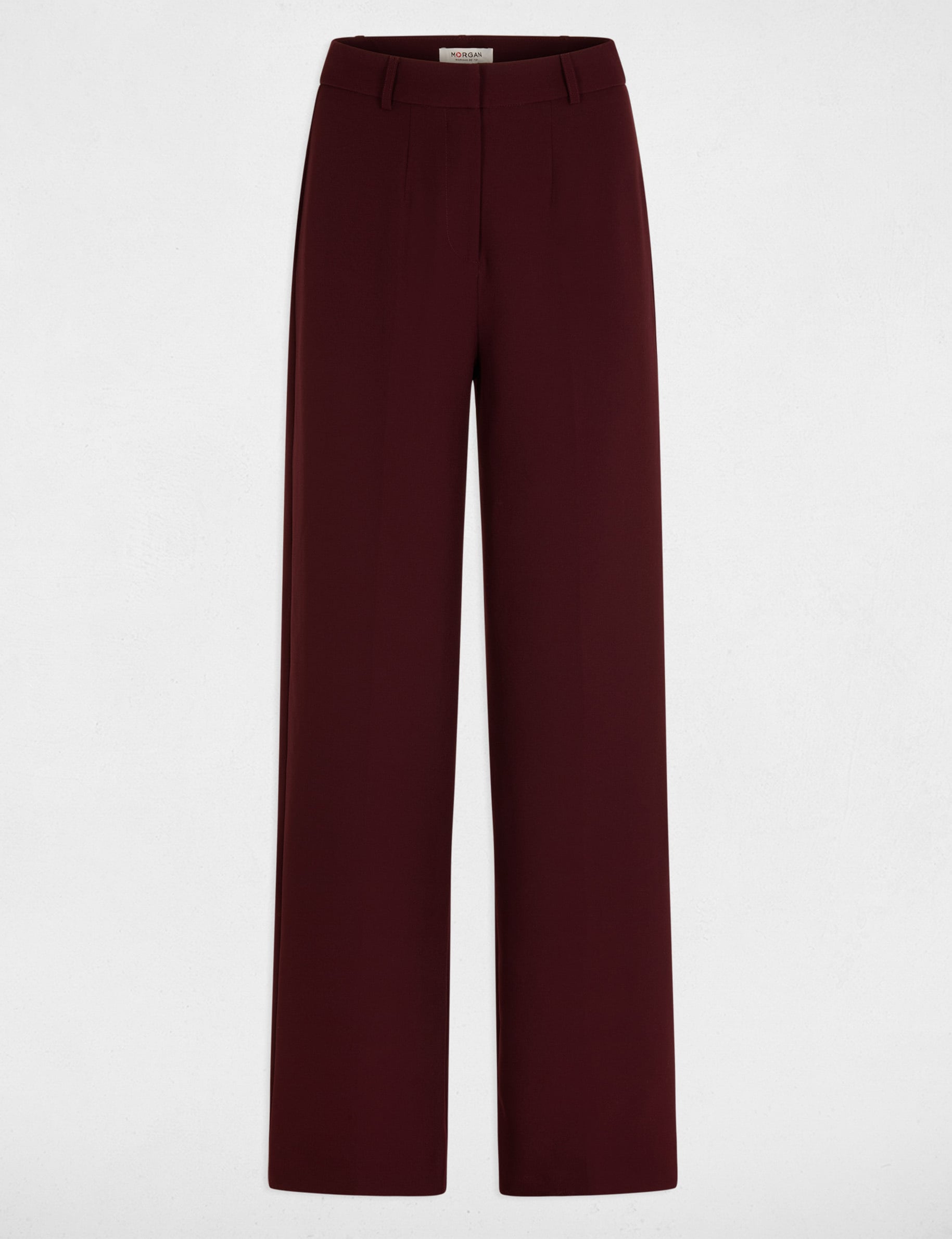 Pantalon droit &agrave; pinces prune femme