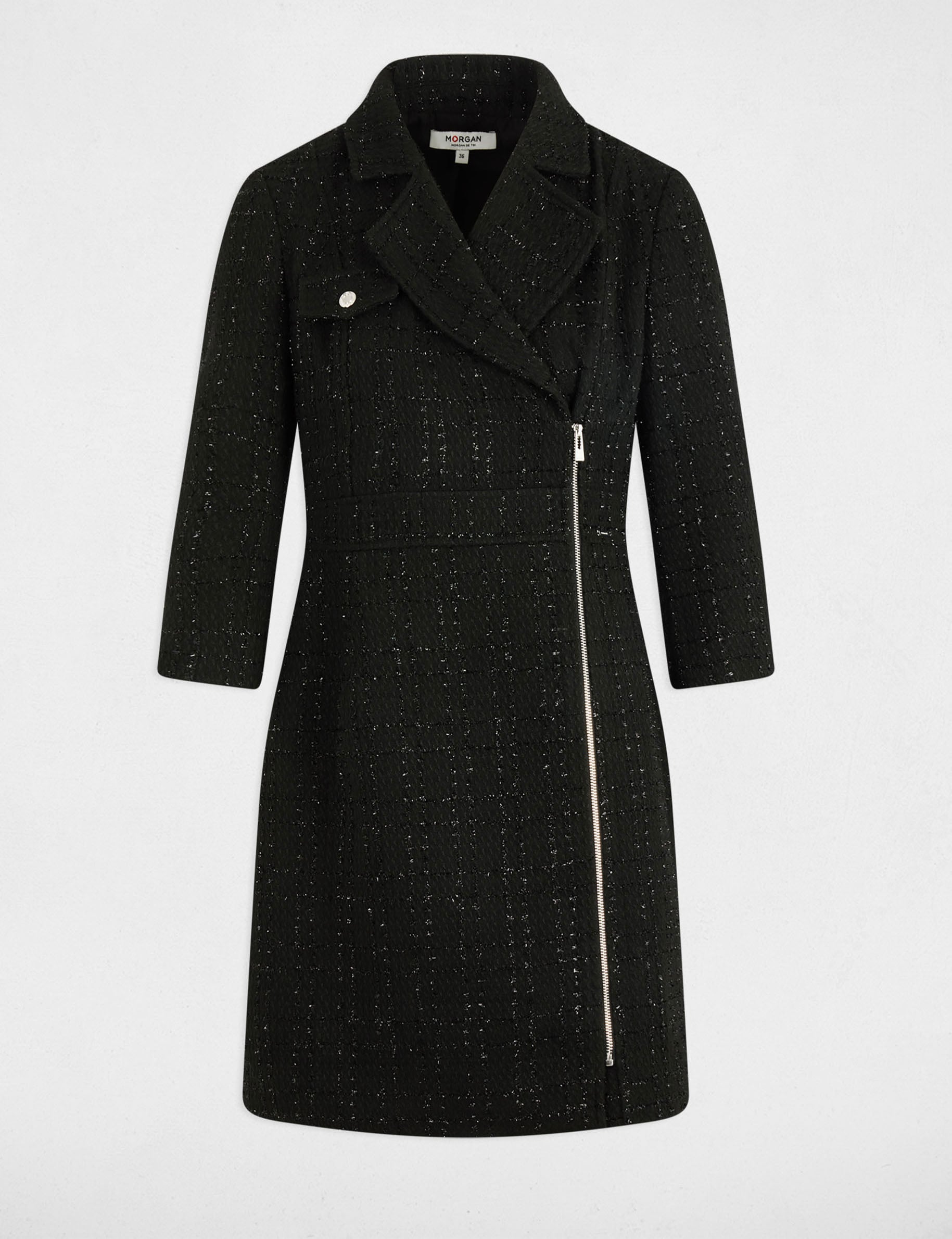 Robe courte tweed noir femme