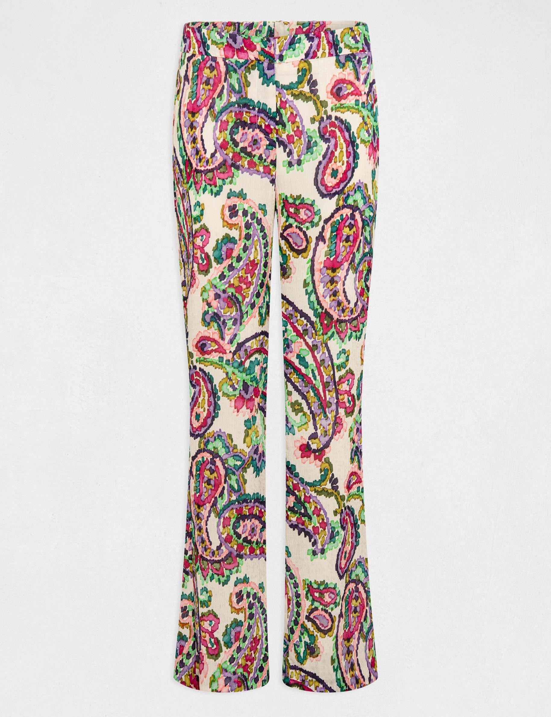 pantalon droit fluide imprime cachemire multico femme Pantalon droit fluide imprimé cachemire multico femme