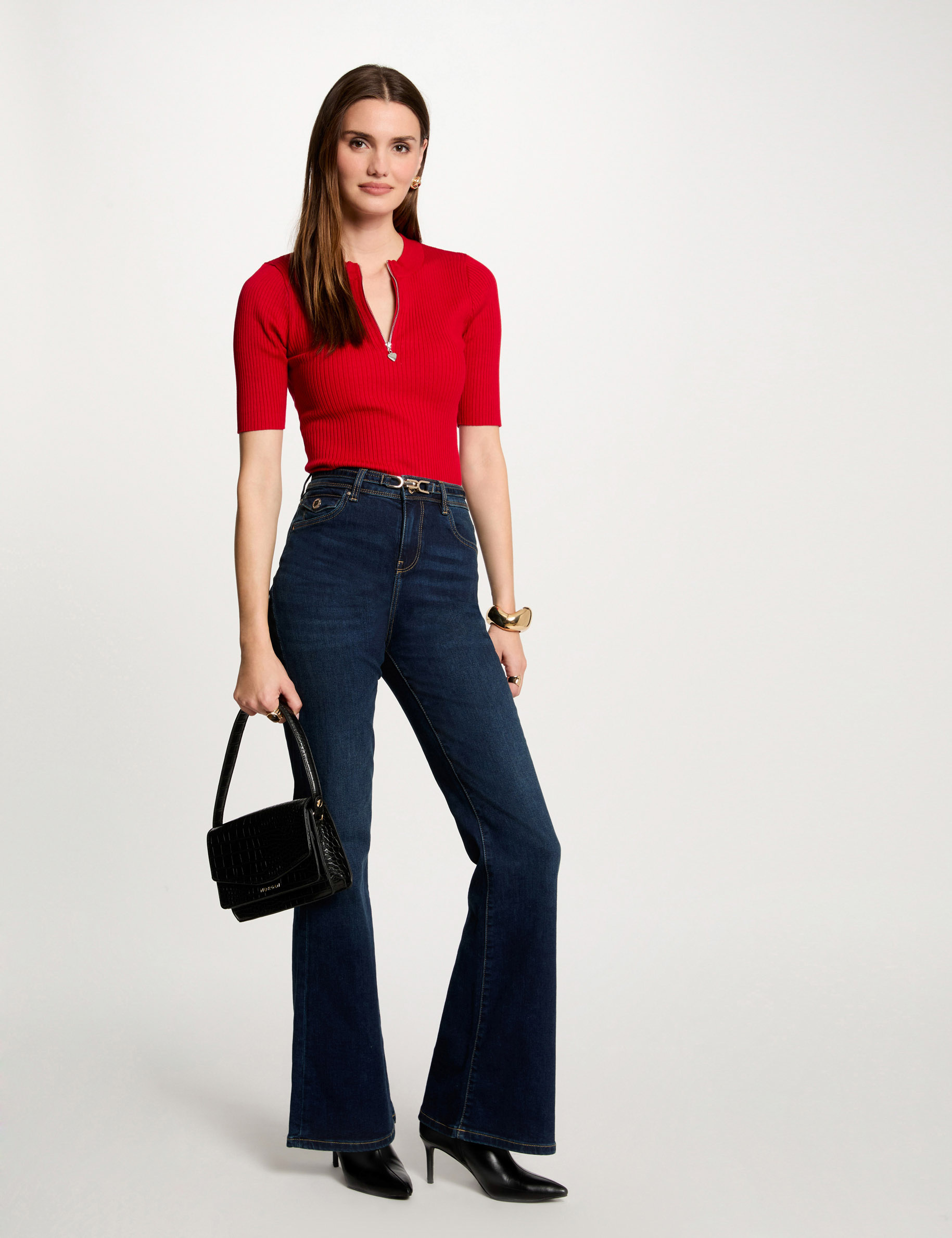pull manches courtes cotele rouge femme Pull manches courtes côtelé rouge femme