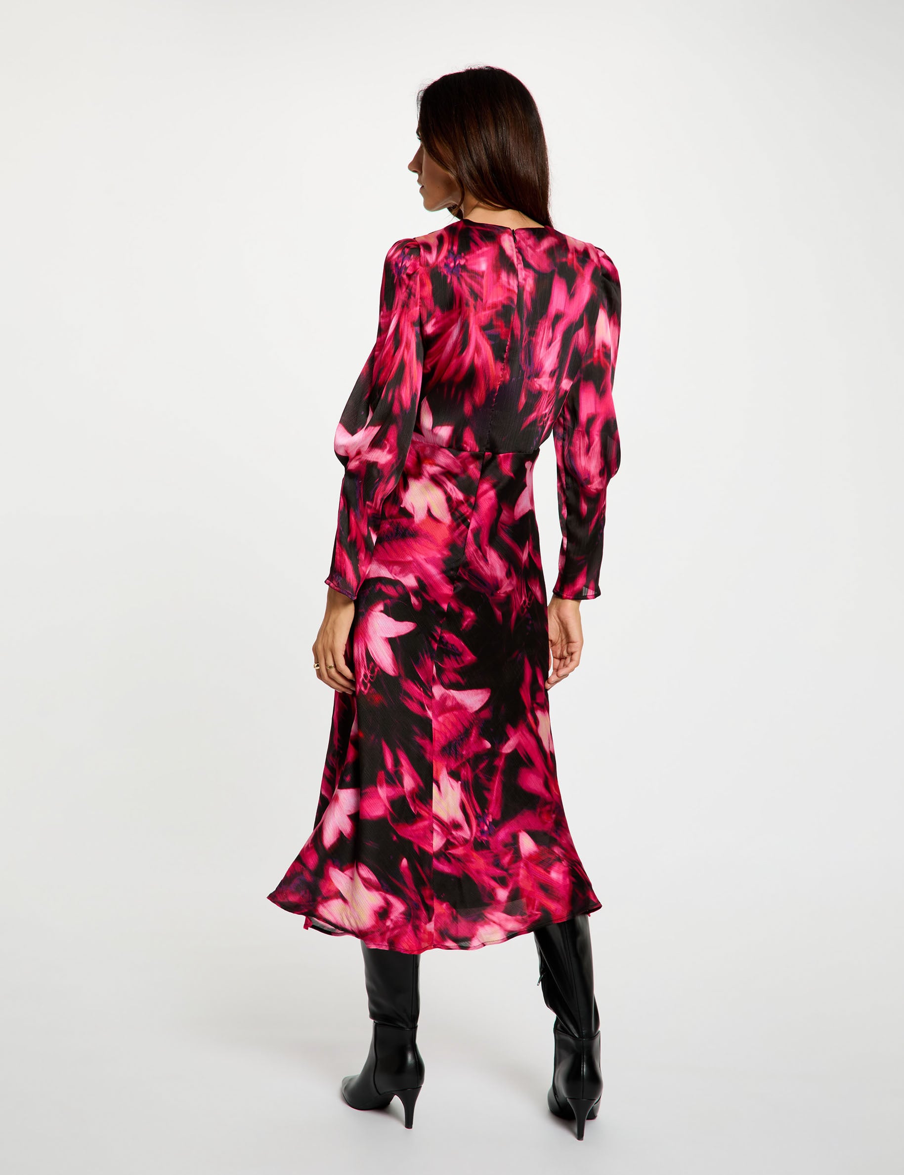Robe voile col v multicolore femme