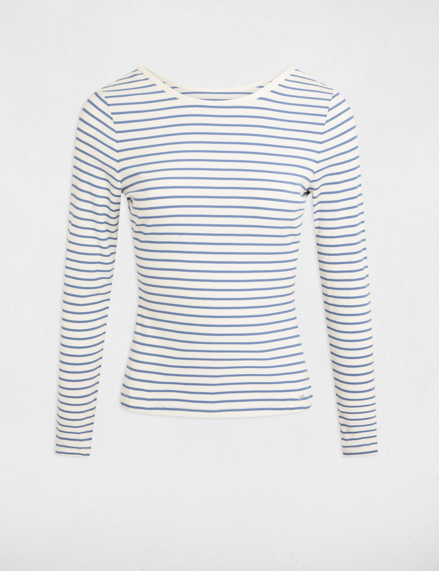 t shirt manches longues raye blanc femme T-shirt manches longues rayé blanc femme