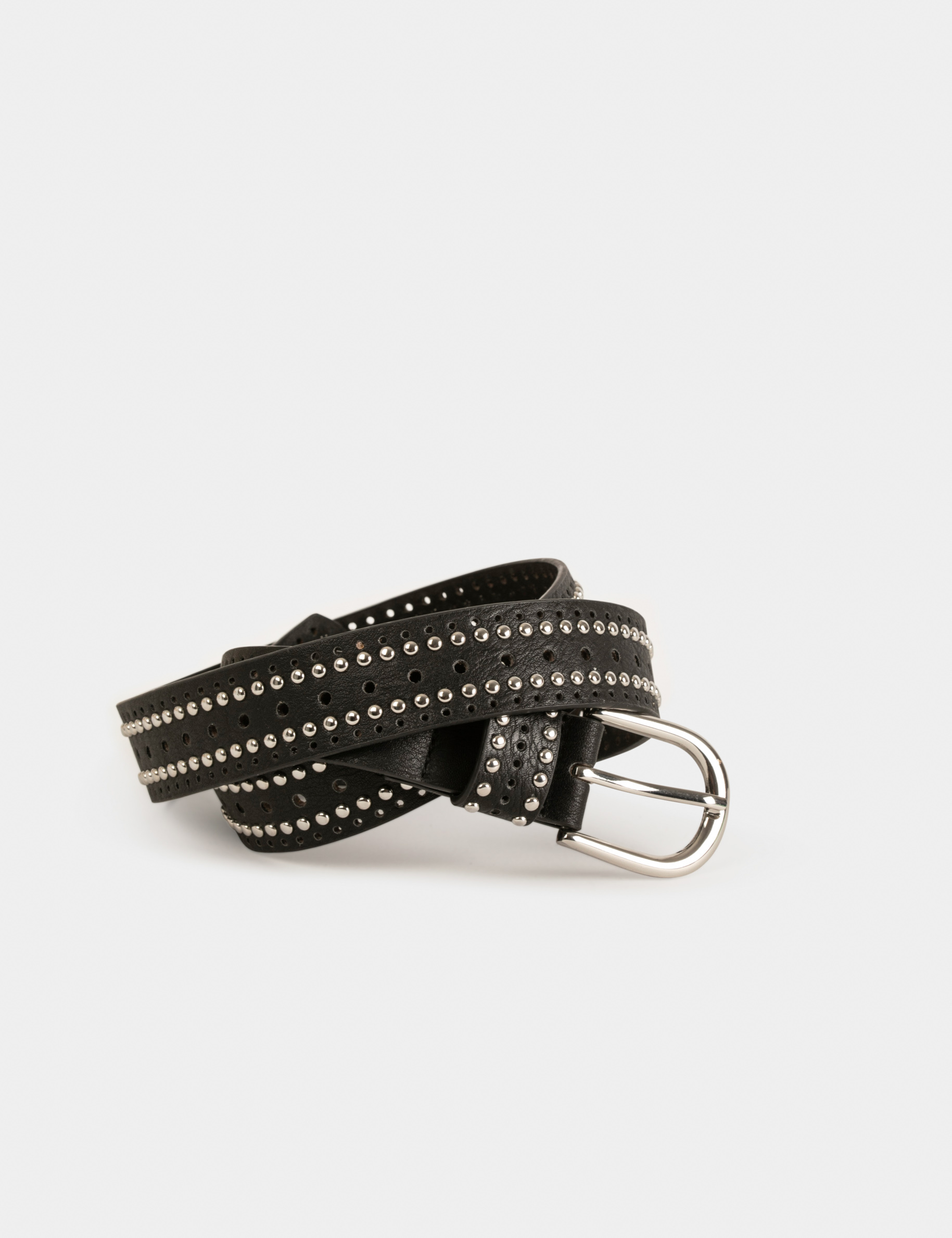 Ceinture avec clous et perforations noir femme Ceinture avec clous et perforations noir femme