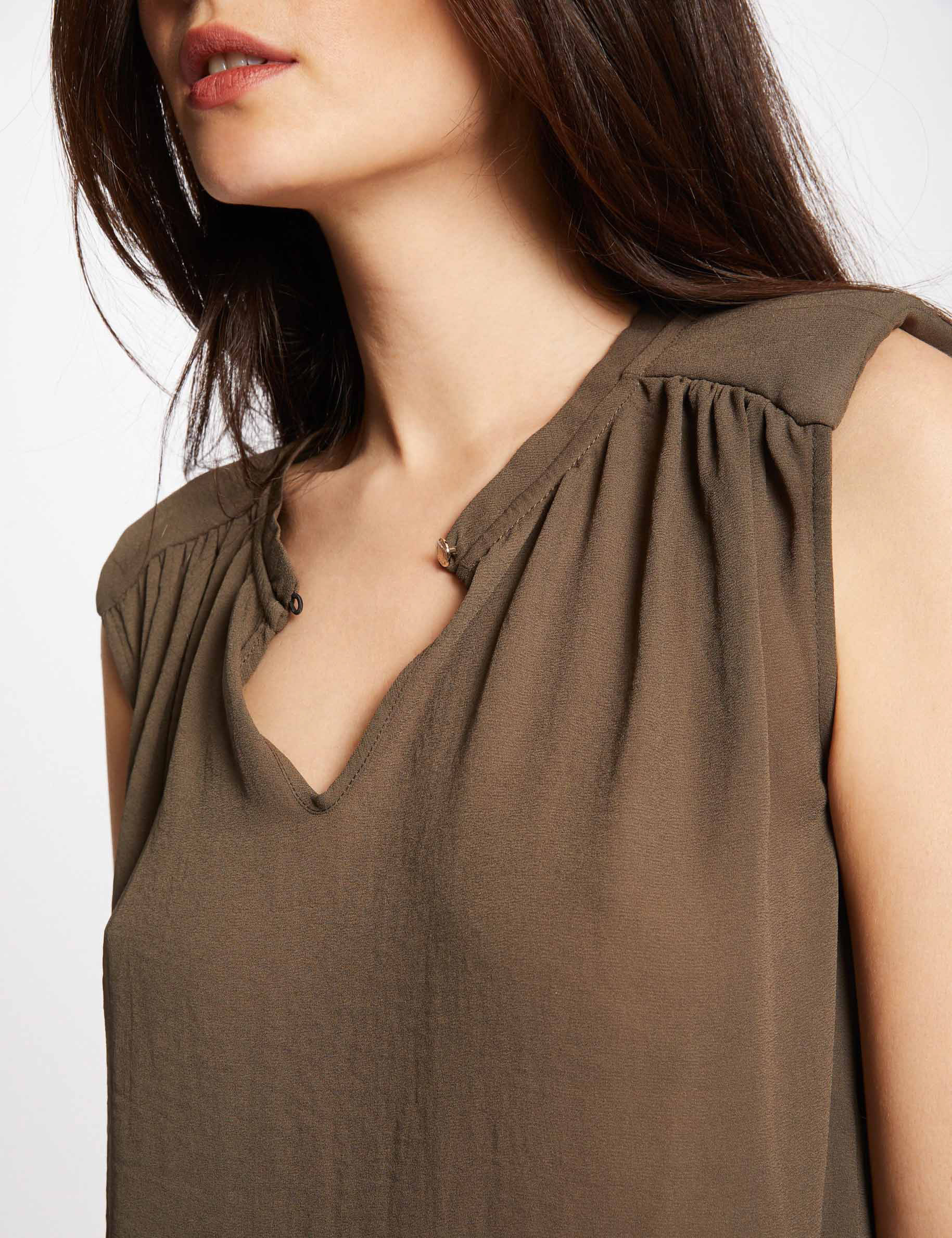 Blouse sans manches avec goutte vert kaki femme