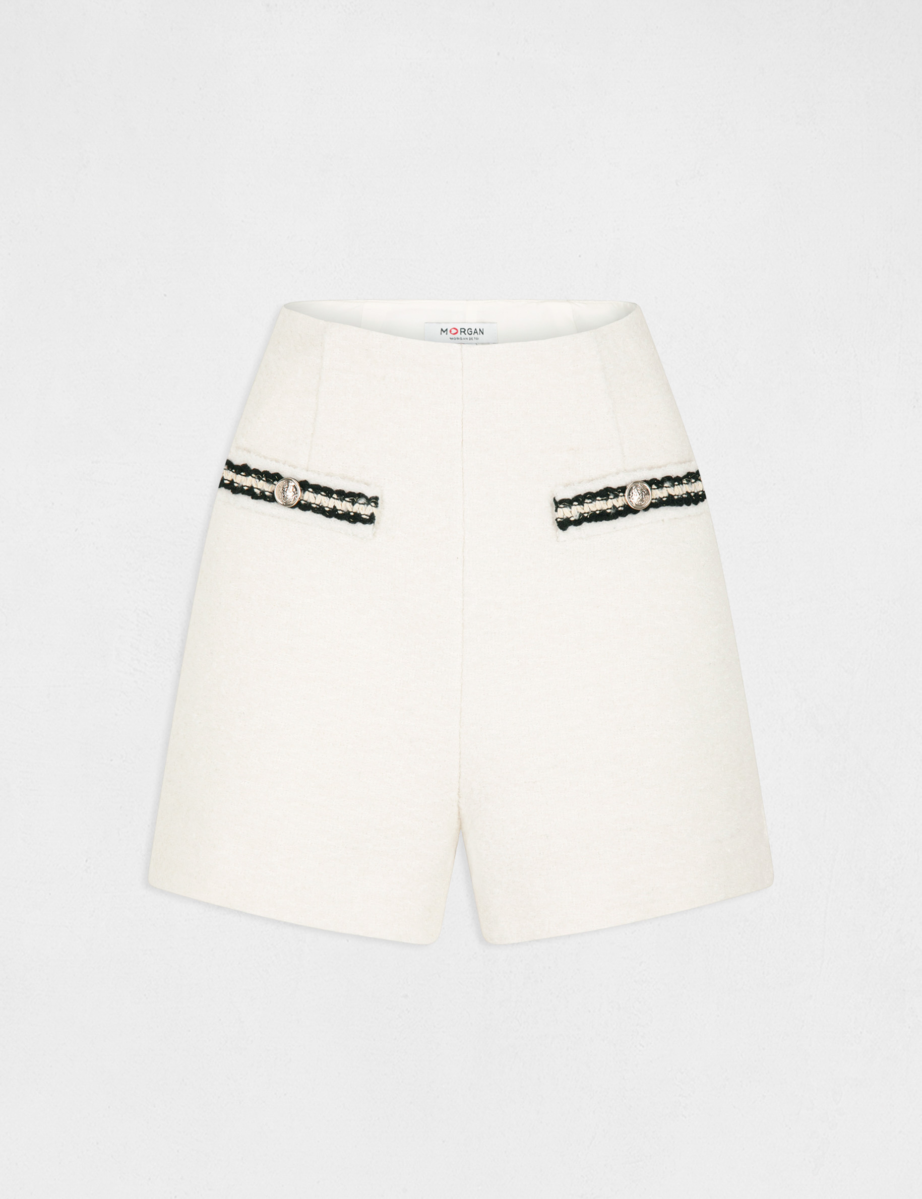 short droit taille haute ivoire femme Short droit taille haute ivoire femme