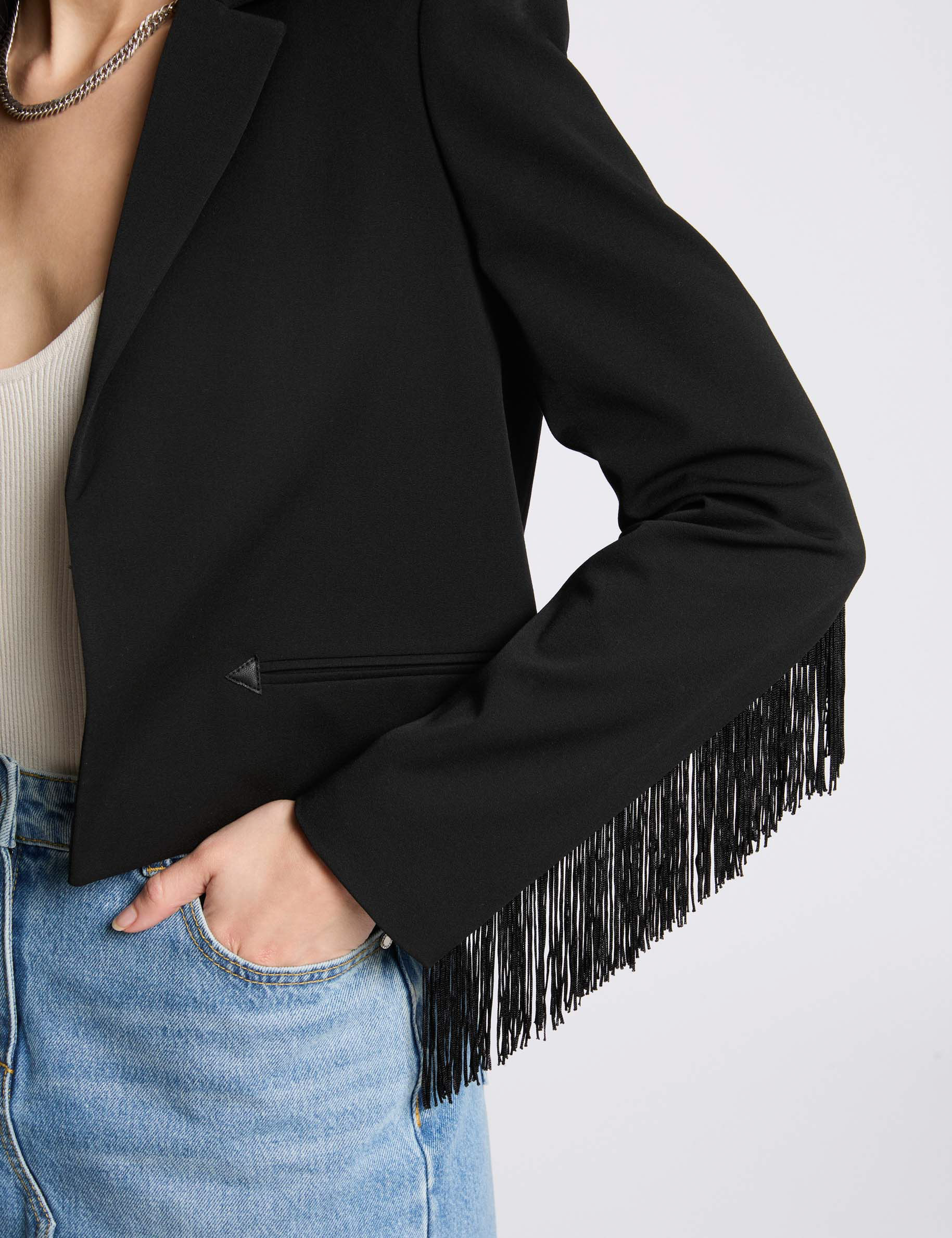 blazer avec franges noir femme Blazer avec franges noir femme