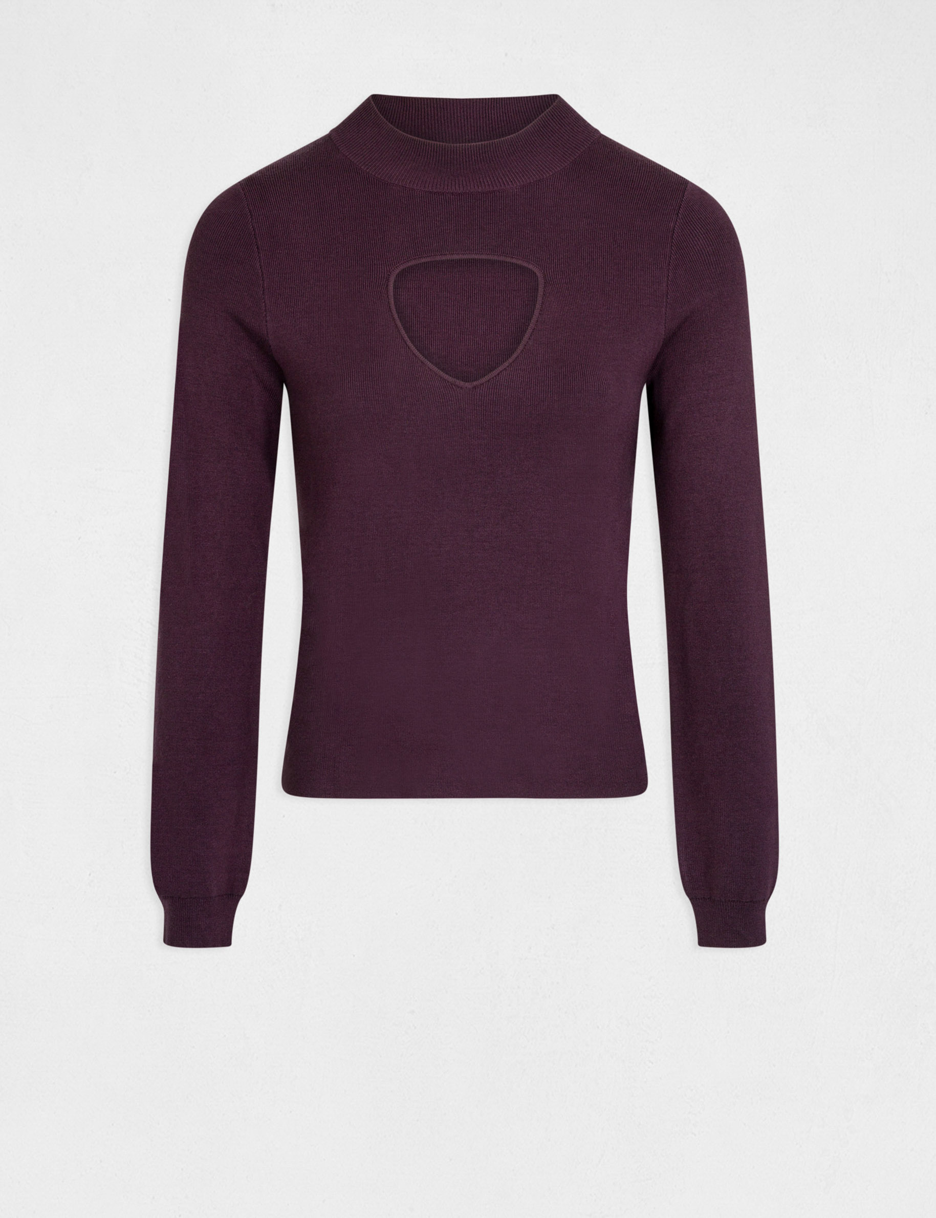 pull manches longues avec ouverture prune femme Pull manches longues avec ouverture prune femme