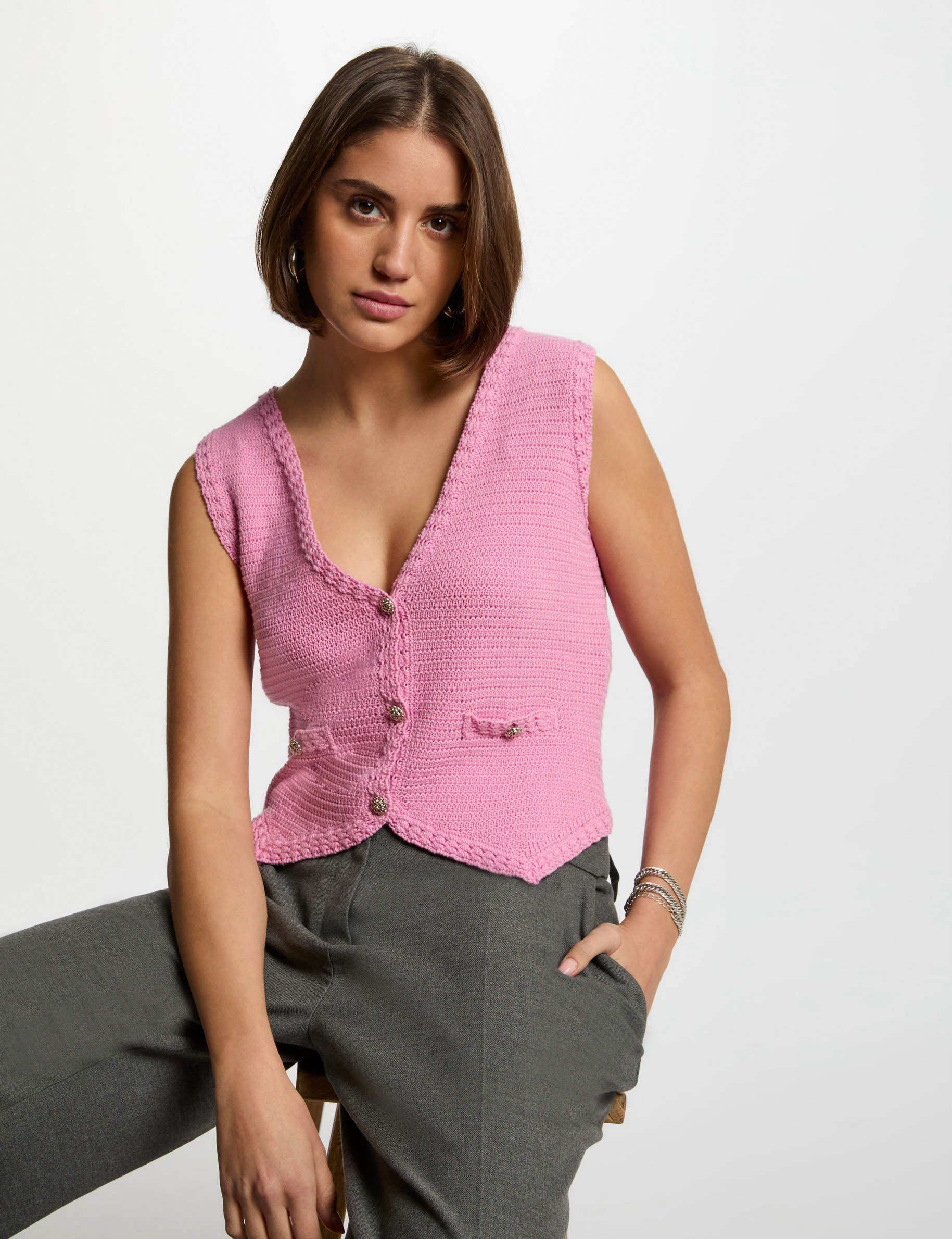 gilet sans manches rose femme Gilet sans manches rose femme