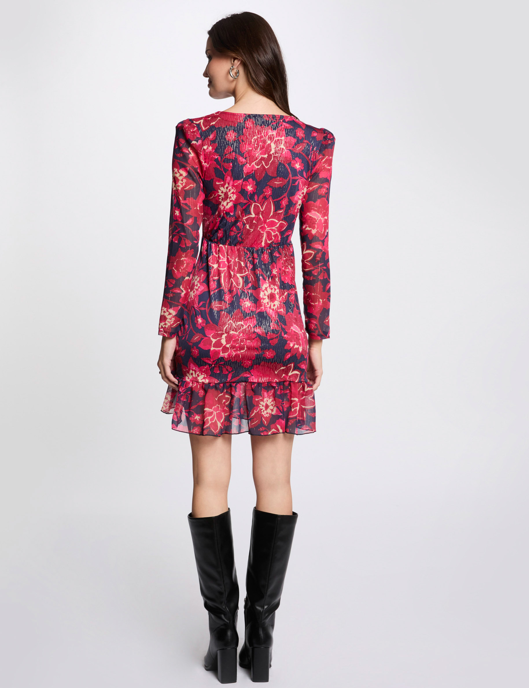 Robe courte ajust&eacute;e imprim&eacute;e multicolore femme