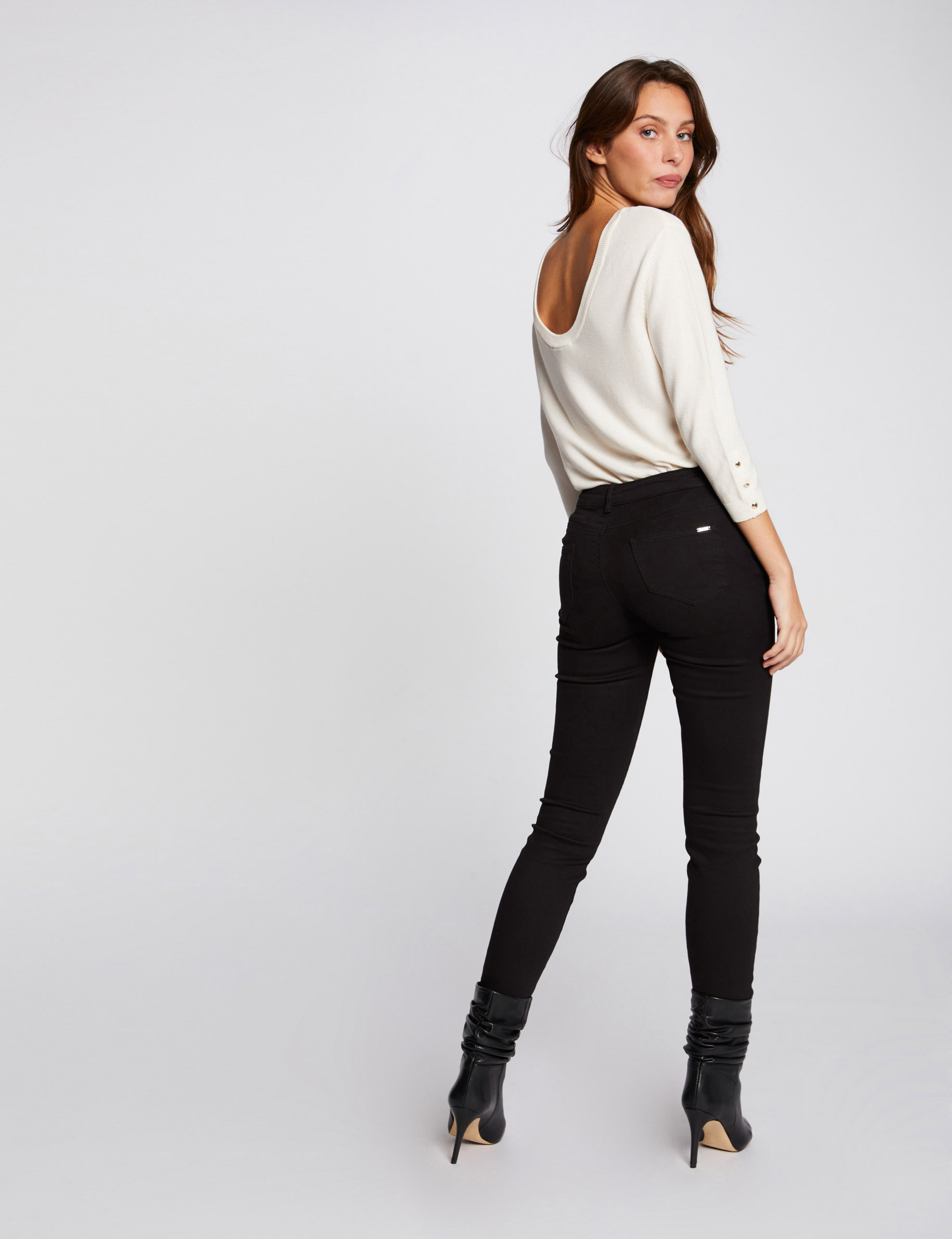 Pantalon skinny taille basse noir femme