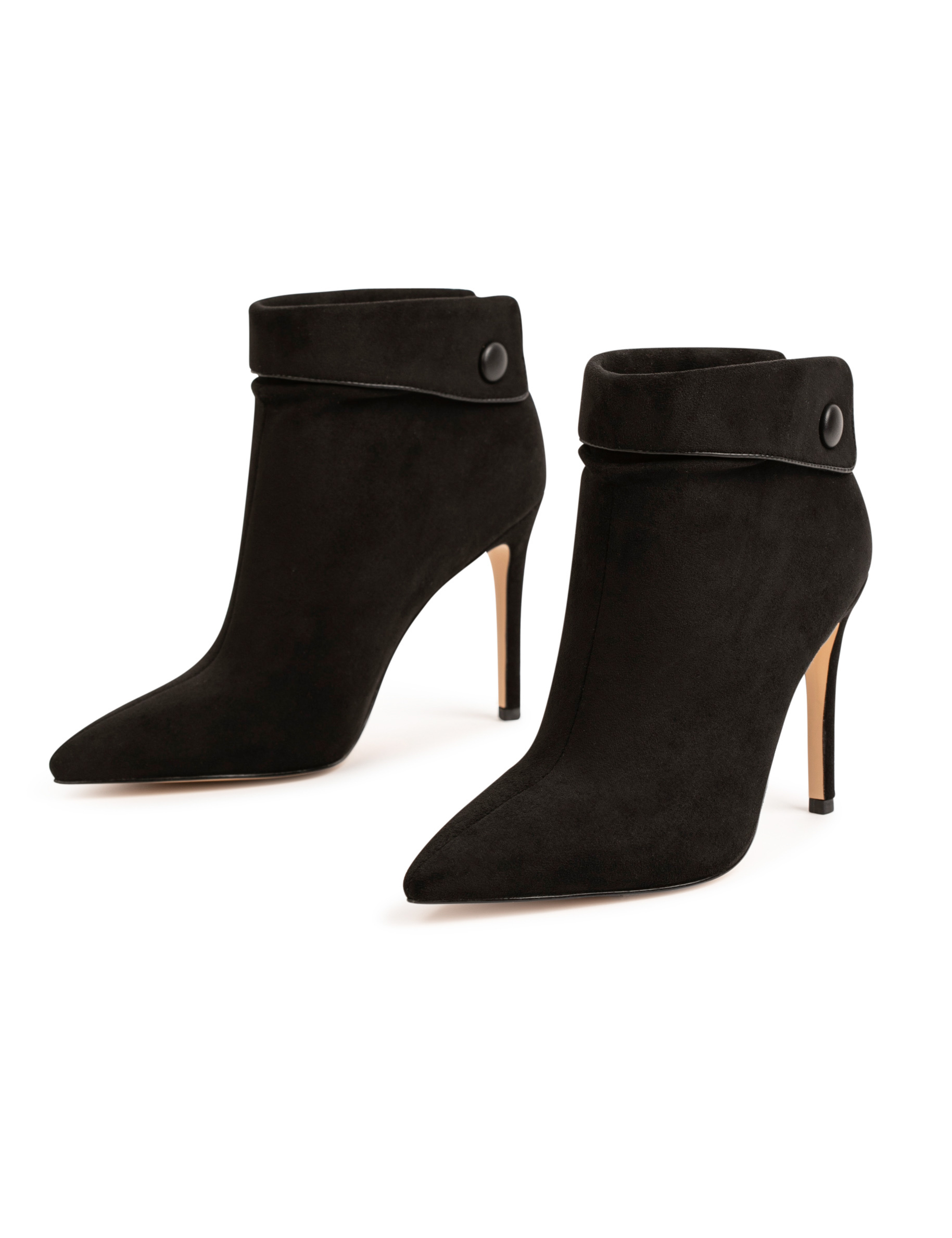 Bottines à talons aiguilles avec revers noir femme