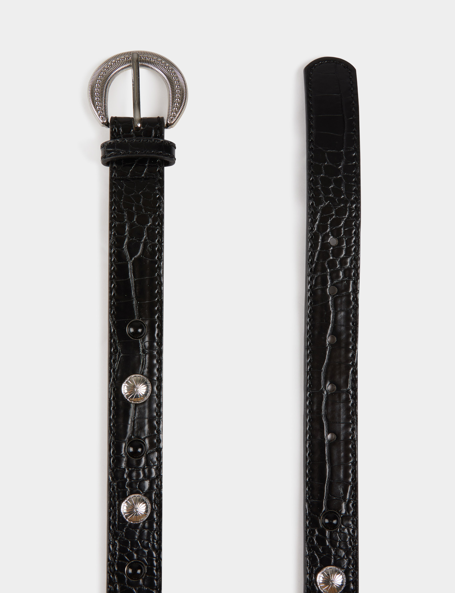 ceinture croco avec clous noir femme Ceinture croco avec clous noir femme
