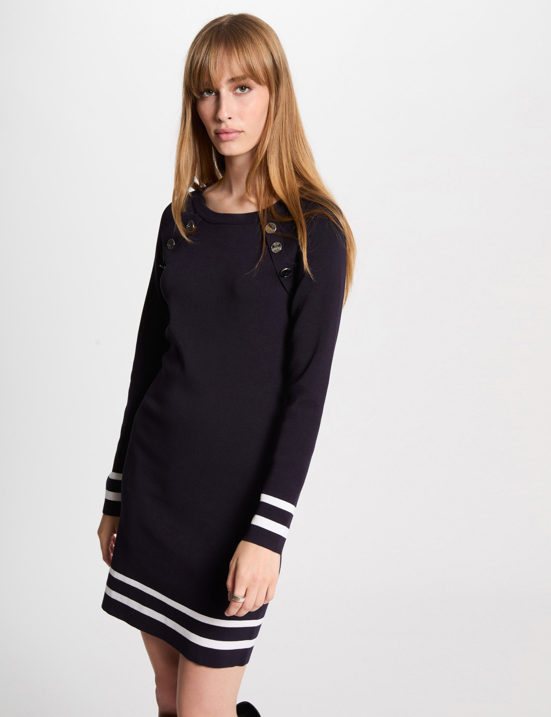 robe tricot courte ajustee bleu marine femme Robe tricot courte ajustée bleu marine femme