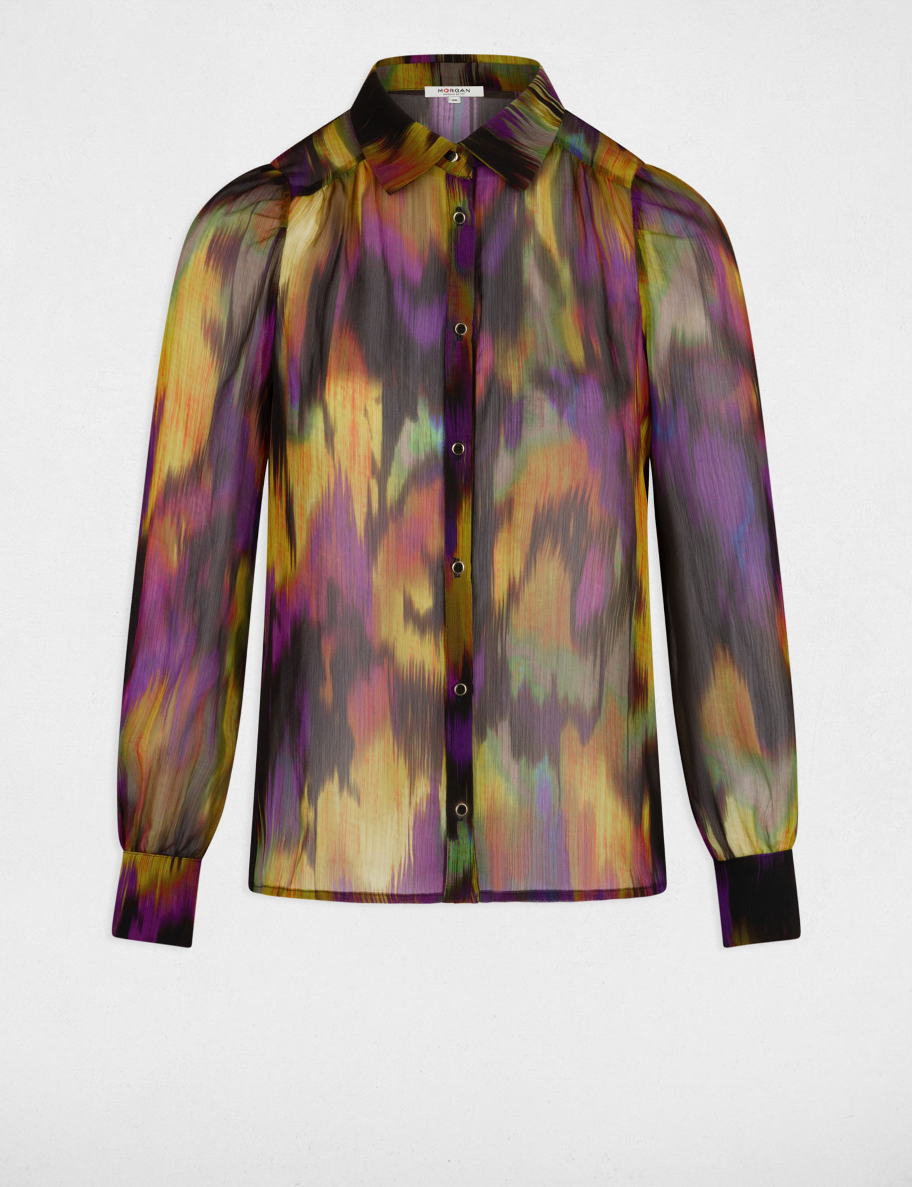 Chemise manches longues imprimé abstrait multico femme Chemise manches longues imprimé abstrait multico femme