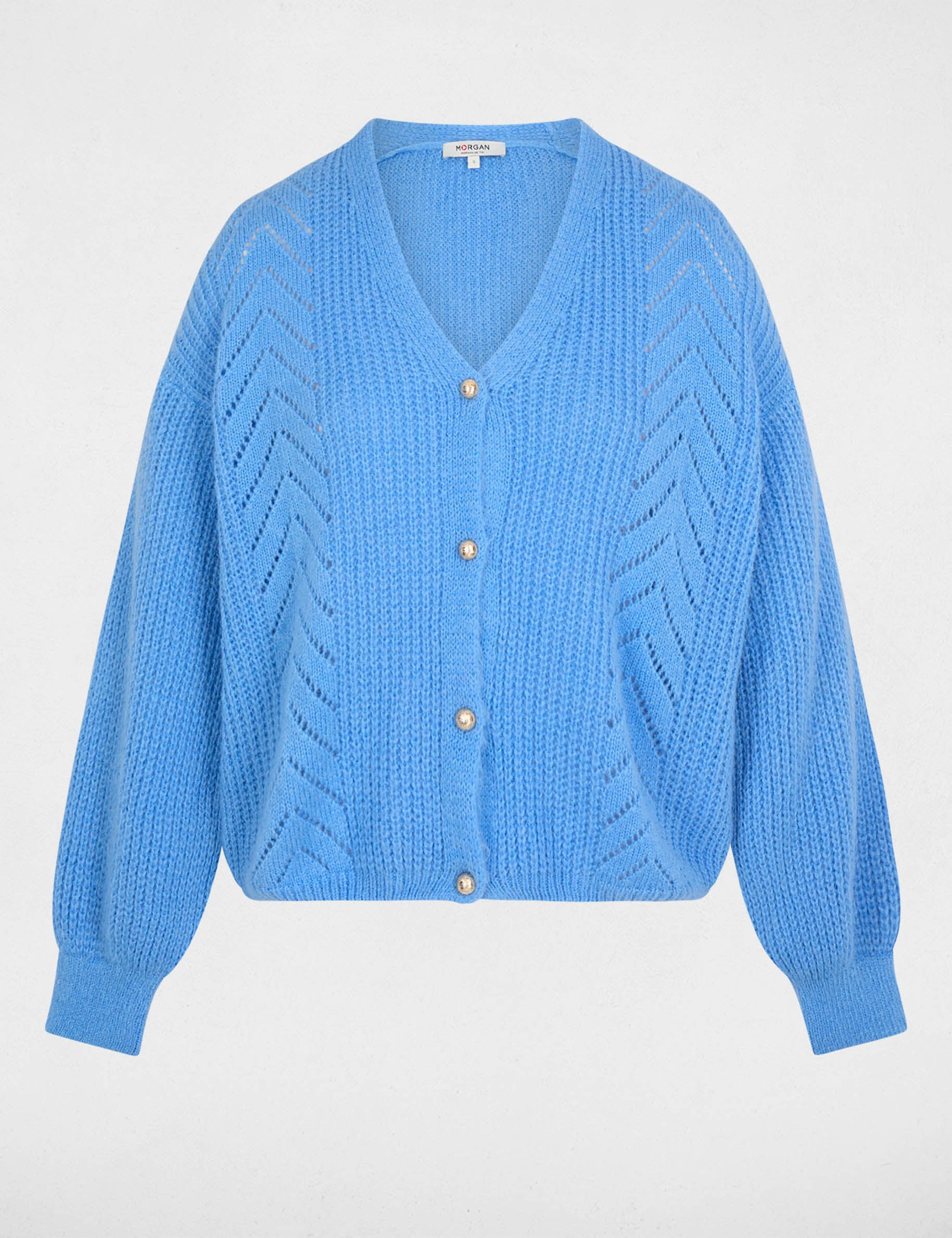 Gilet col v bleu femme