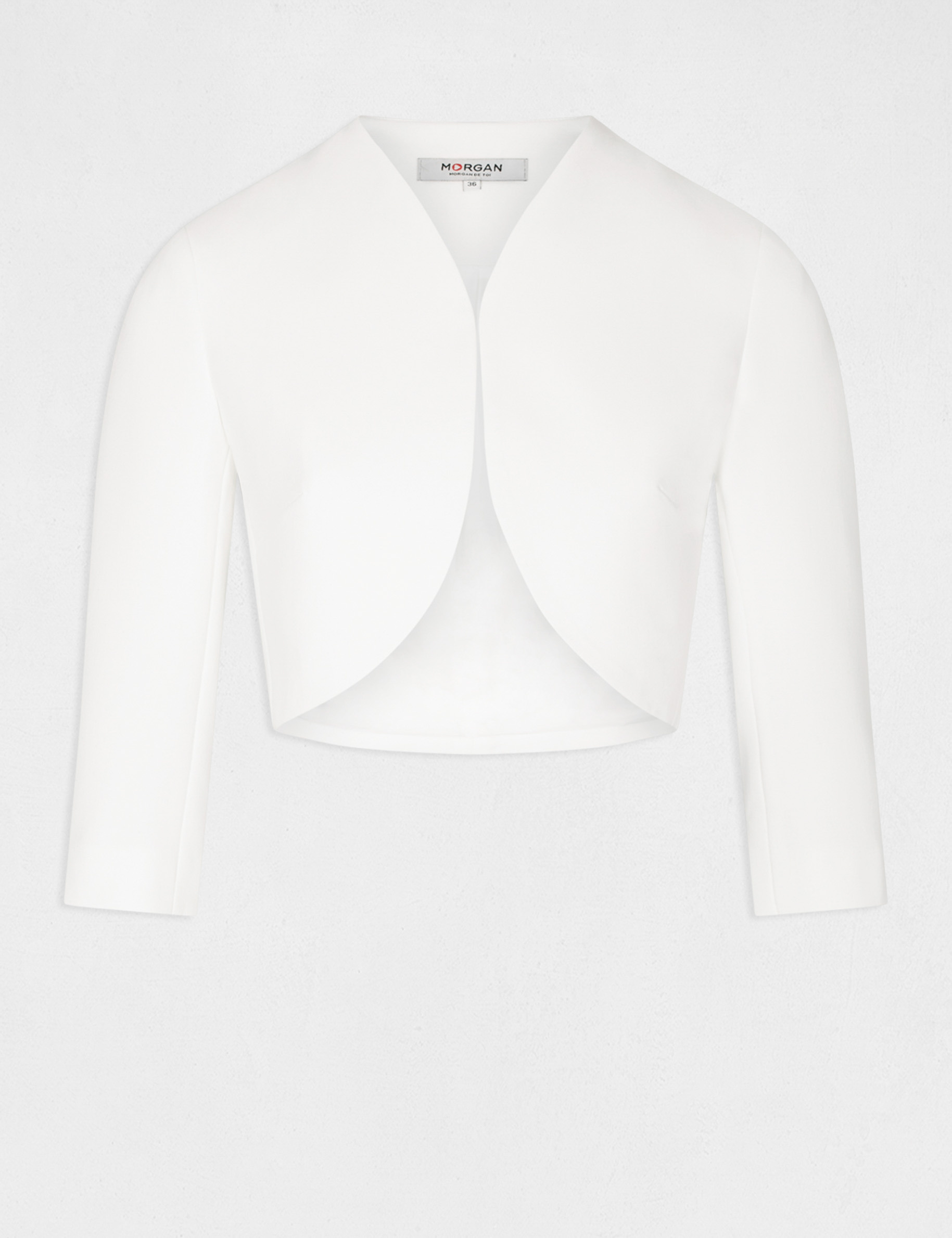 Veste droite manches 3/4 ivoire femme